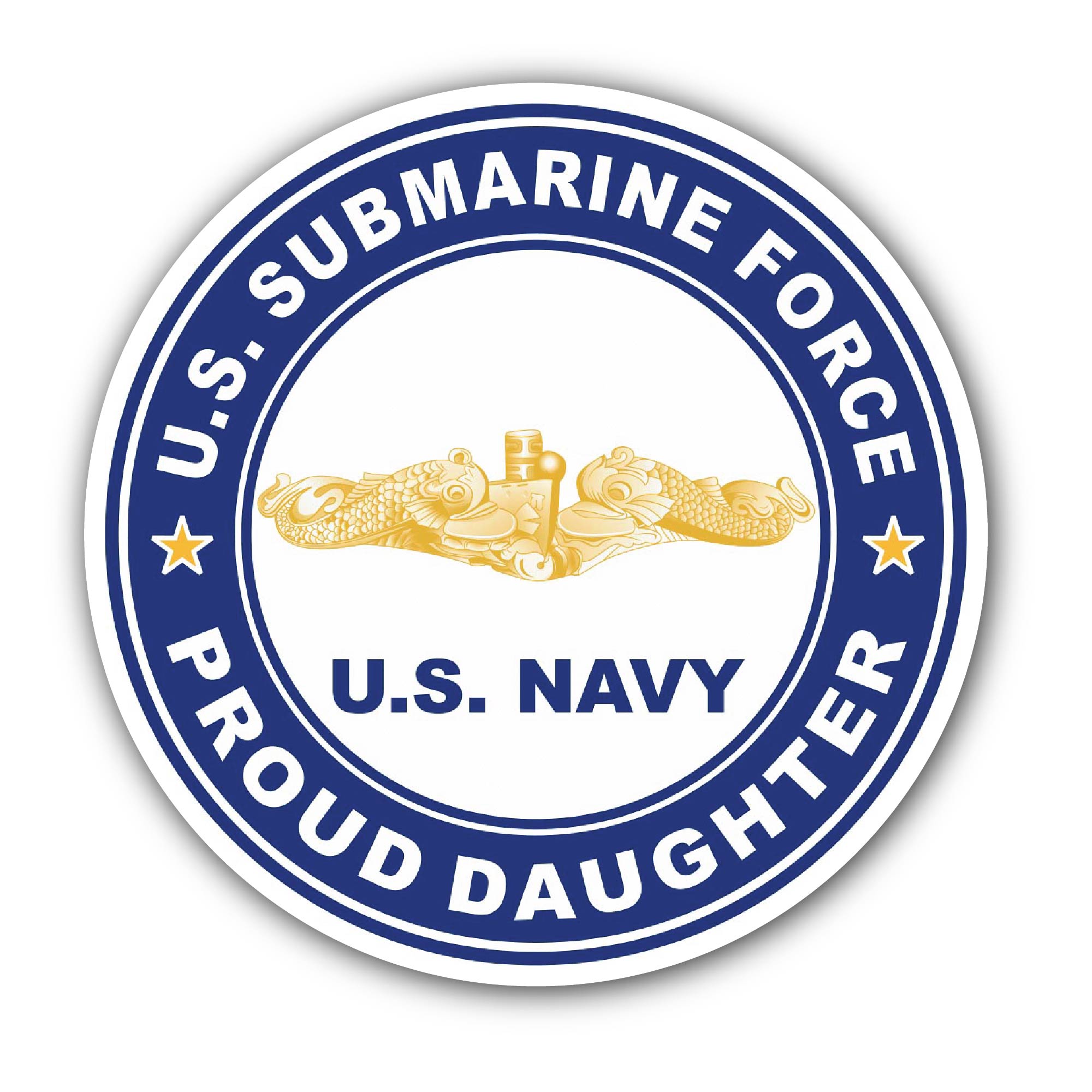 US Submarine Force Proud Daughter Gold Dolphins Sticker, Waterproof Vinyl Decal Sticker Indoor Or Outdoor 2 (Pieces) 3" and 5"