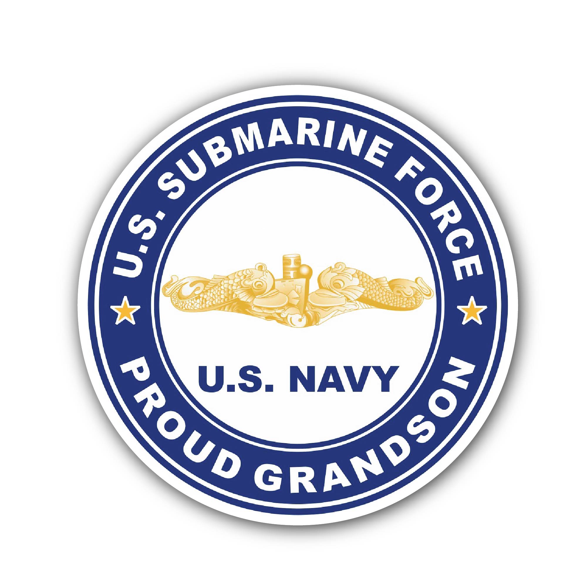US Submarine Force Proud Grandson Gold Dolphins Sticker, Waterproof Vinyl Decal Sticker Indoor Or Outdoor 2 (Pieces) 3" and 5"