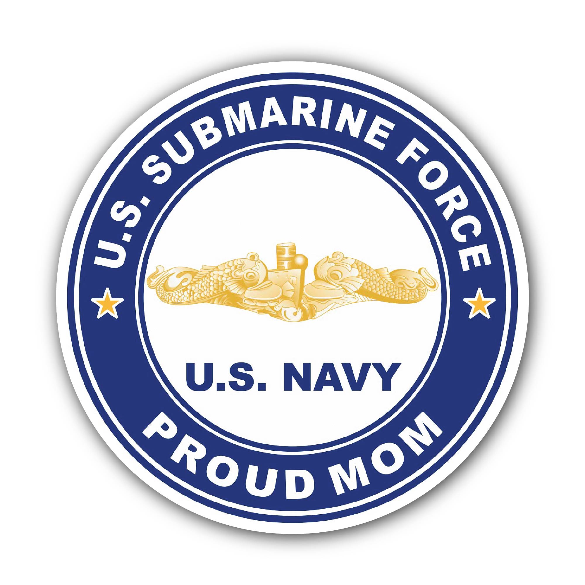 US Submarine Force Proud Mom Gold Dolphins Sticker, Waterproof Vinyl Decal Sticker Indoor Or Outdoor 2 (Pieces) 3" and 5"