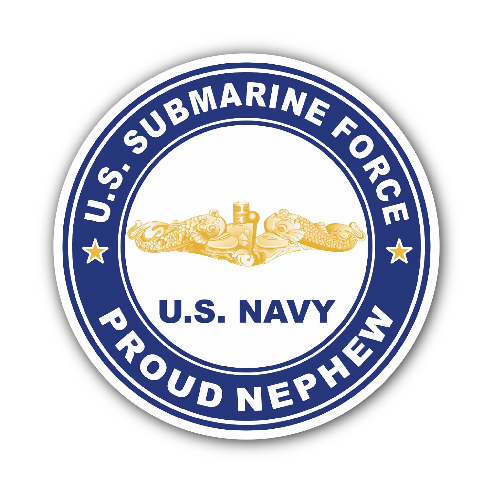 US Submarine Force Proud Nephew Gold Dolphins Sticker, Waterproof Vinyl Decal Sticker Indoor Or Outdoor 2 (Pieces) 3" and 5"