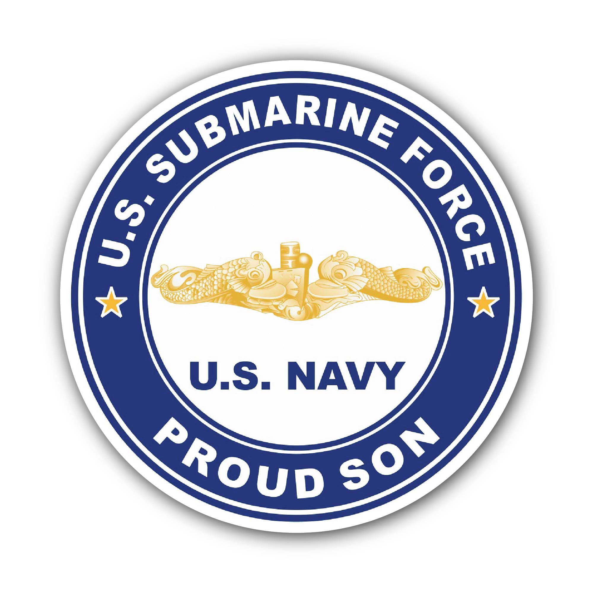 US Submarine Force Proud Son Gold Dolphins Sticker, Waterproof Vinyl Decal Sticker Indoor Or Outdoor 2 (Pieces) 3" and 5"