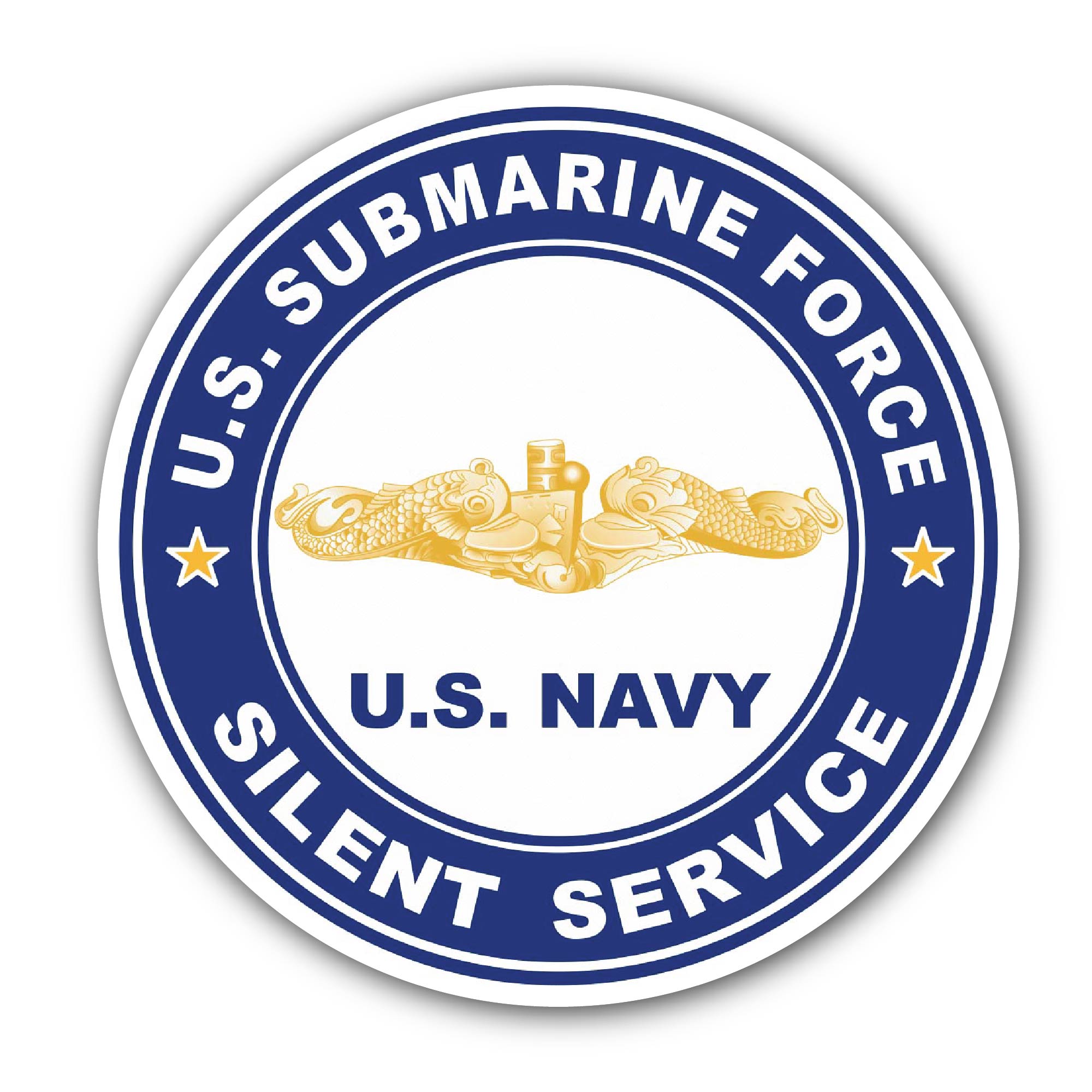 US Submarine Force Silent Service Gold Dolphins Sticker, Waterproof Vinyl Decal Sticker Indoor Or Outdoor 2 (Pieces) 3" and 5"