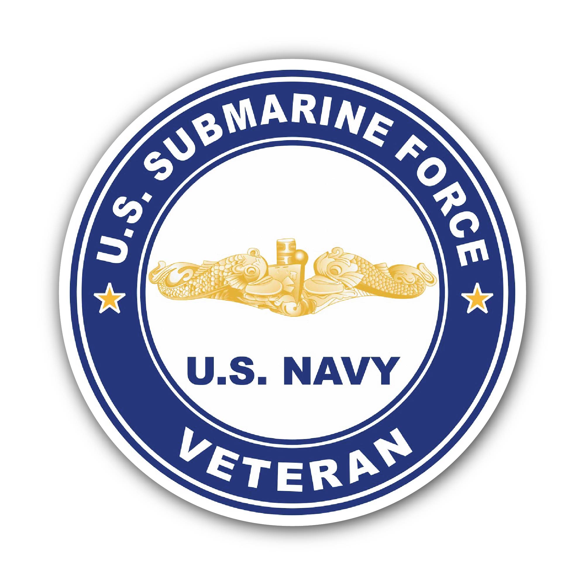 US Submarine Force Veteran Gold Dolphins Sticker, Waterproof Vinyl Decal Sticker Indoor Or Outdoor 2 (Pieces) 3" and 5"