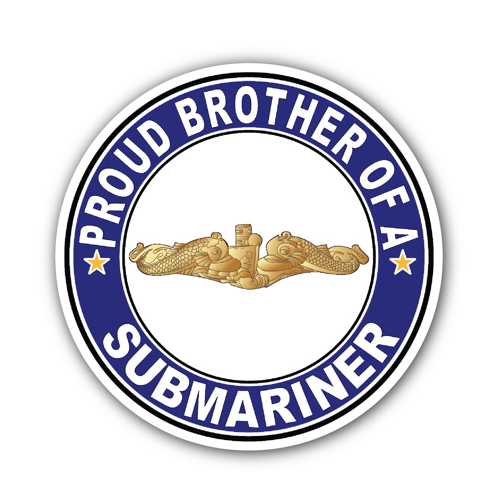 Proud Brother of a Submariner Gold Dolphins Sticker, Waterproof Vinyl Decal Sticker Indoor Or Outdoor 2 (Pieces) 3" and 5"