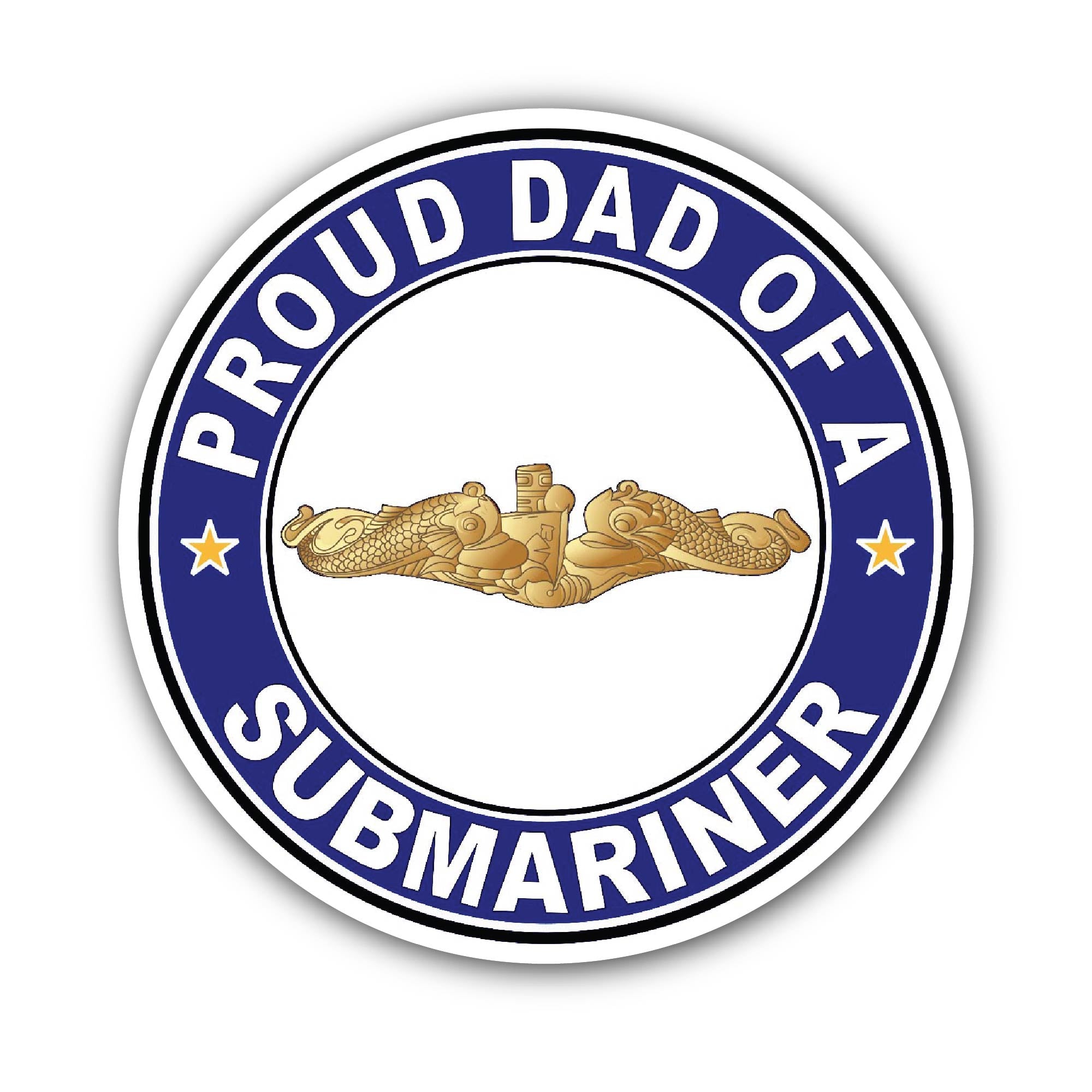Proud Dad of a Submariner Gold Dolphins Sticker, Waterproof Vinyl Decal Sticker Indoor Or Outdoor 2 (Pieces) 3" and 5"