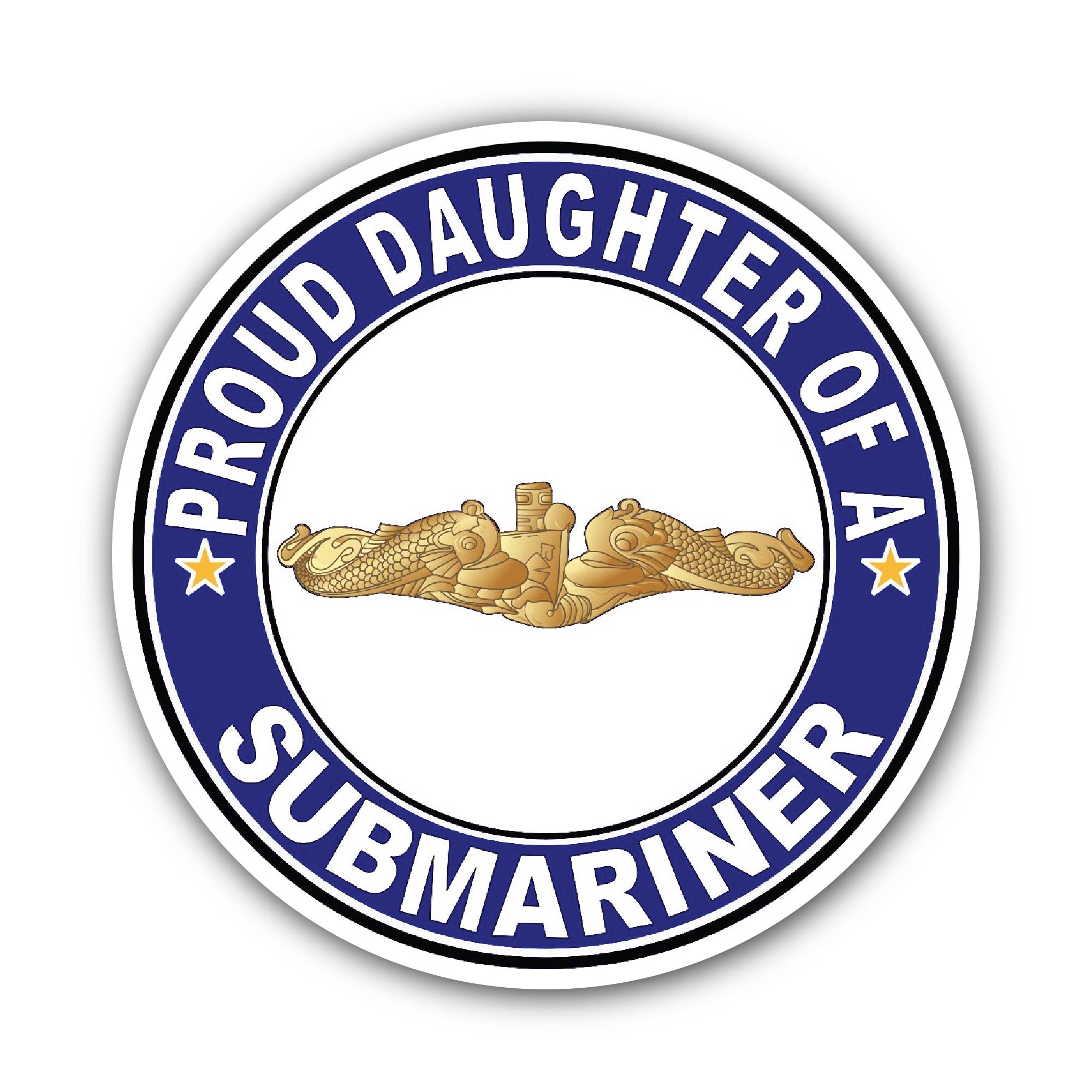 Proud Daughter of a Submariner Gold Dolphins Sticker, Waterproof Vinyl Decal Sticker Indoor Or Outdoor 2 (Pieces) 3" and 5"