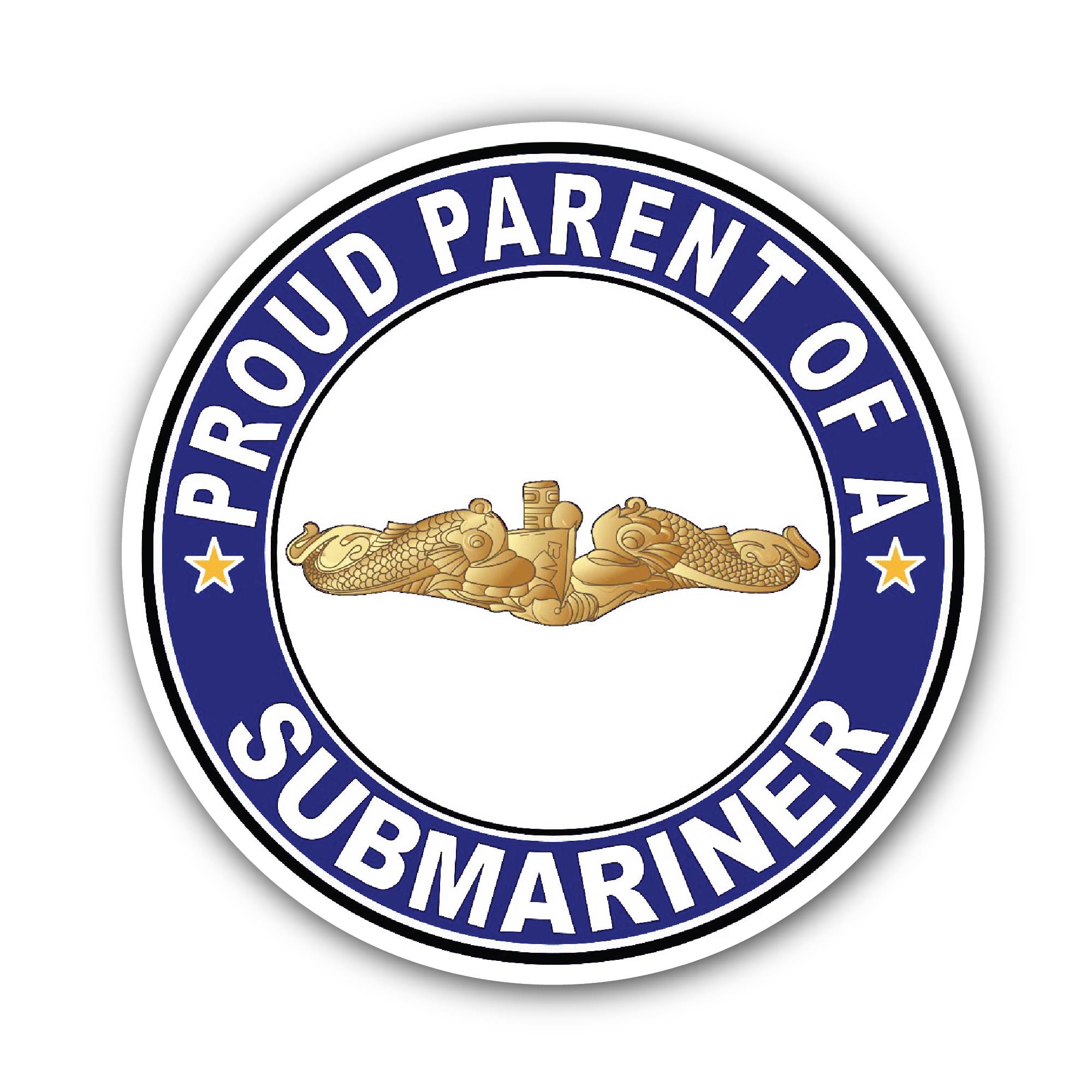 Proud Parent of a Submariner Gold Dolphins Sticker, Waterproof Vinyl Decal Sticker Indoor Or Outdoor 2 (Pieces) 3" and 5"