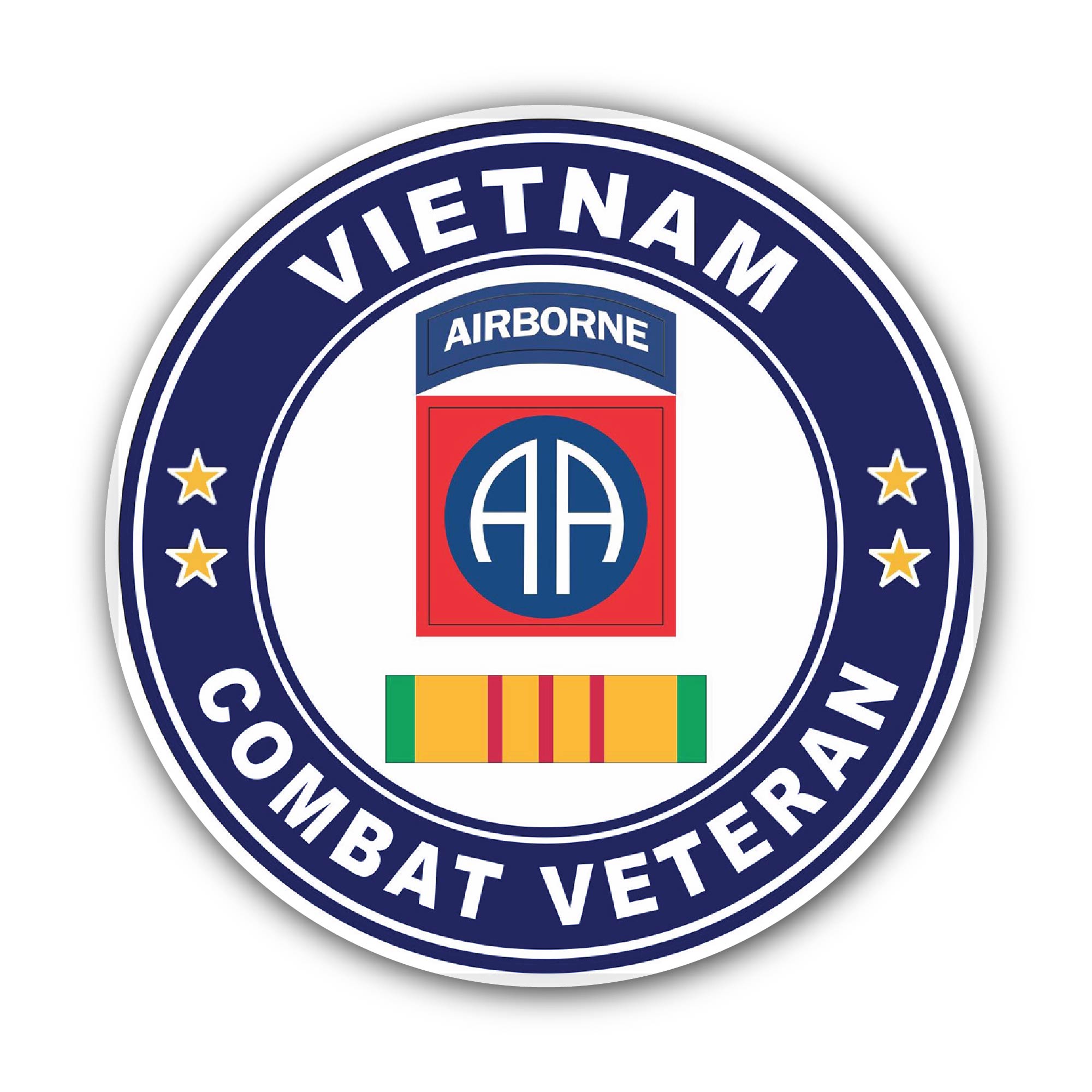 82nd Airborne Division Vietnam Combat Veteran Sticker, Waterproof Vinyl Decal Sticker Indoor Or Outdoor 2 (Pieces) 3" and 5"