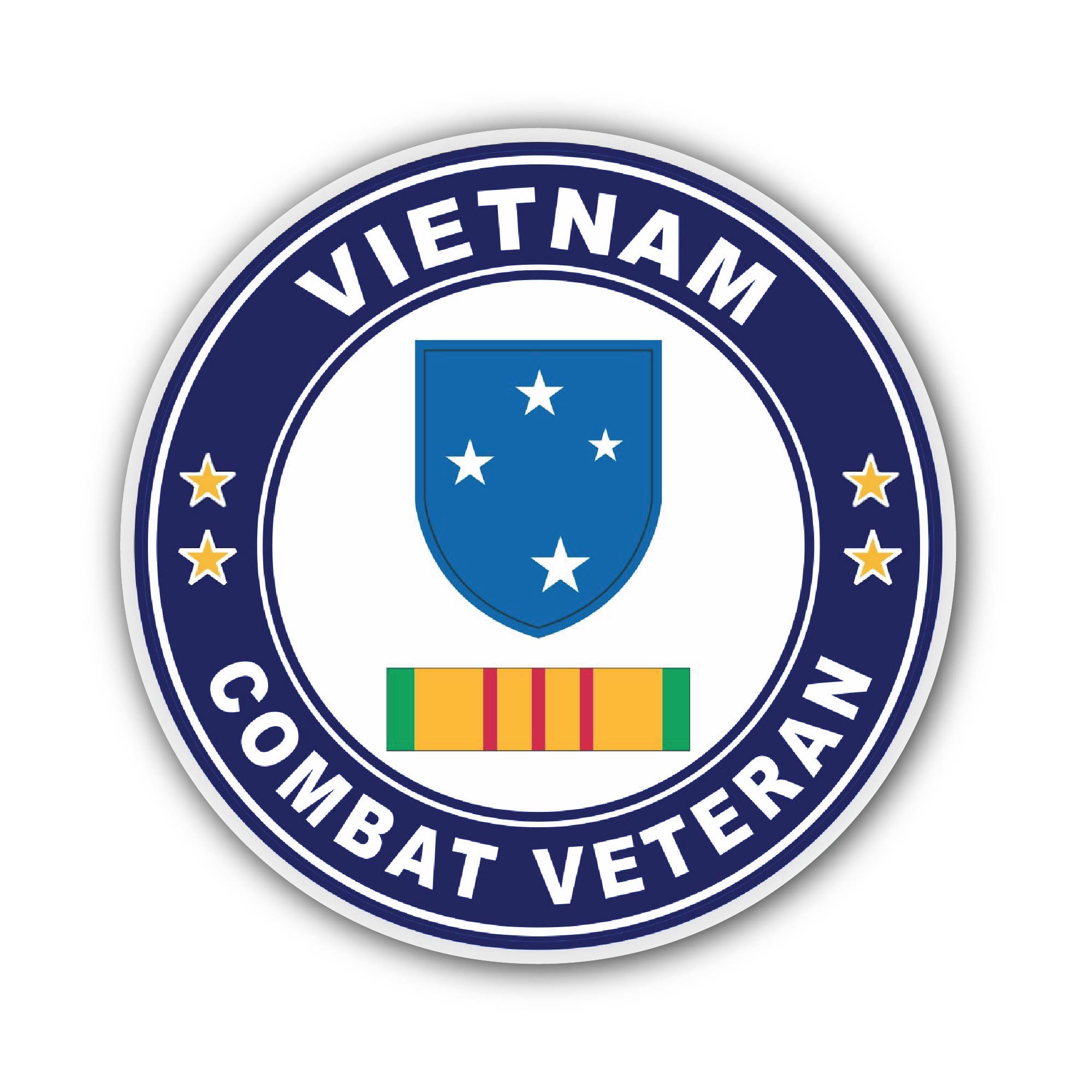23rd Infantry ( Americal ) Division Vietnam Combat Veteran with Ribbon Sticker, Waterproof Vinyl Decal Sticker Indoor Or Outdoor 2 (Pieces) 3" and 5"