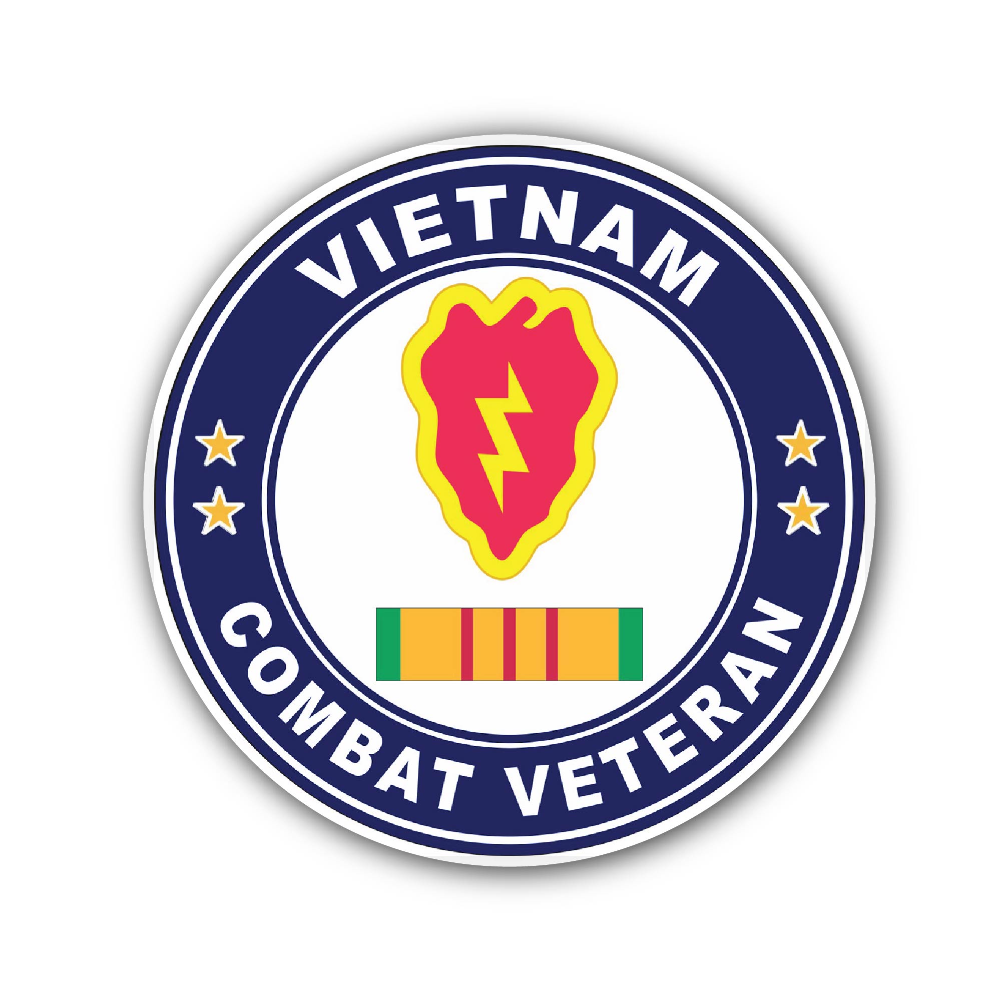 25th Infantry Division Vietnam Combat Veteran Sticker, Waterproof Vinyl Decal Sticker Indoor Or Outdoor 2 (Pieces) 3" and 5"