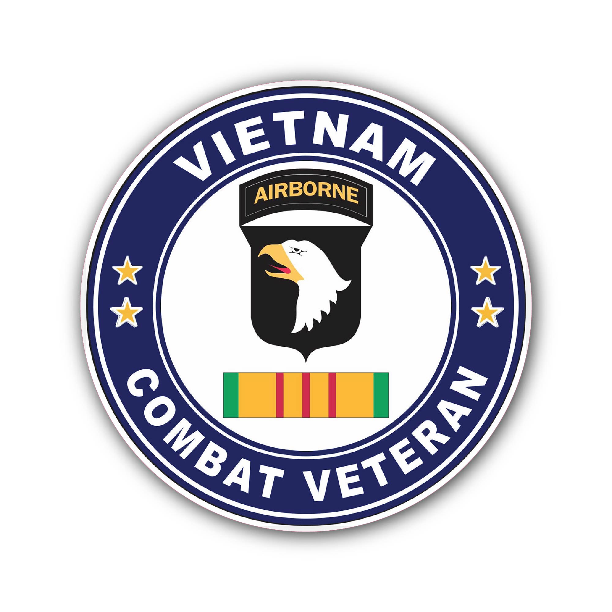 101st Airborne Division Vietnam Combat Veteran Sticker, Waterproof Vinyl Decal Sticker Indoor Or Outdoor 2 (Pieces) 3" and 5"