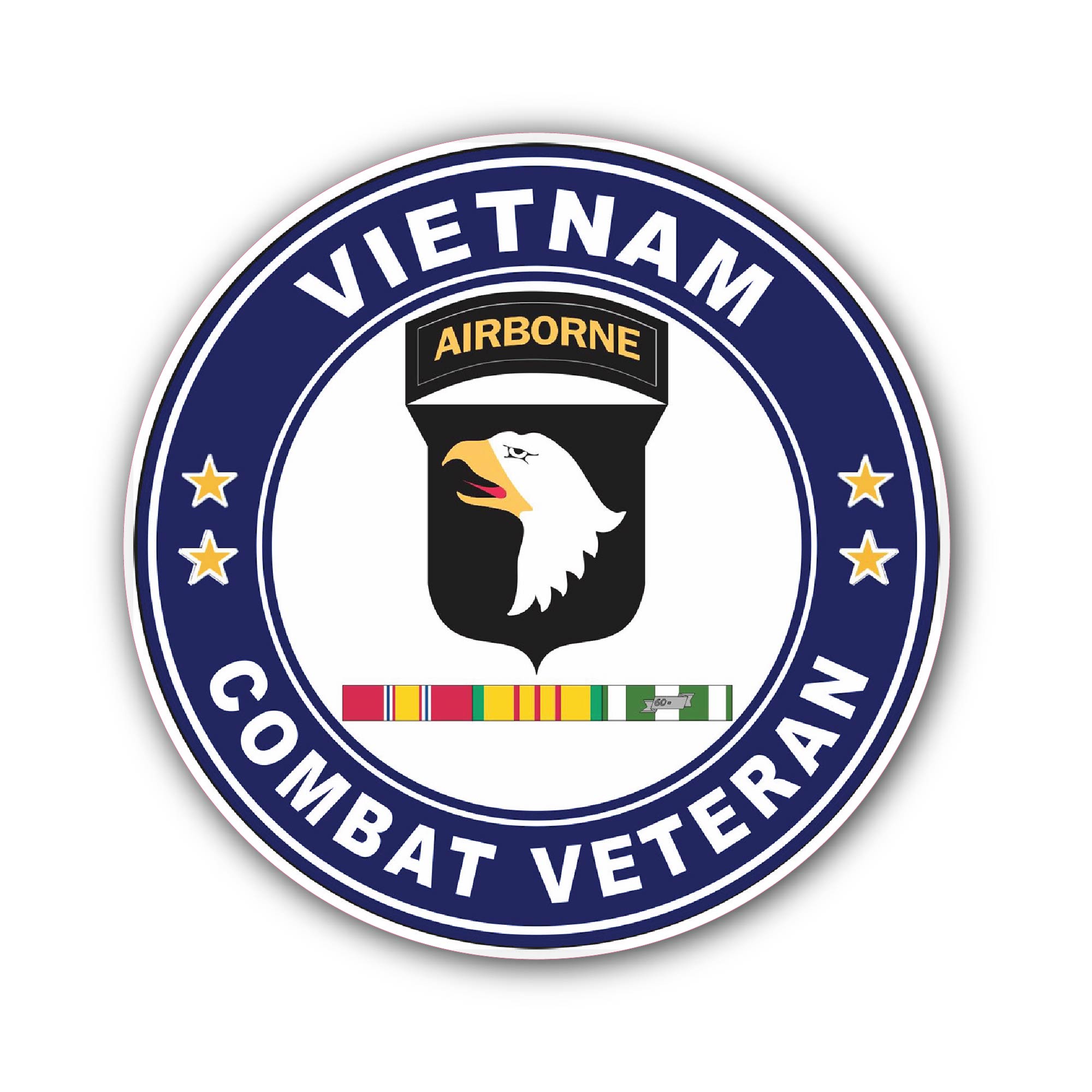 101st Airborne Division Vietnam Service Combat Veteran Sticker, Waterproof Vinyl Decal Sticker Indoor Or Outdoor 2 (Pieces) 3" and 5"