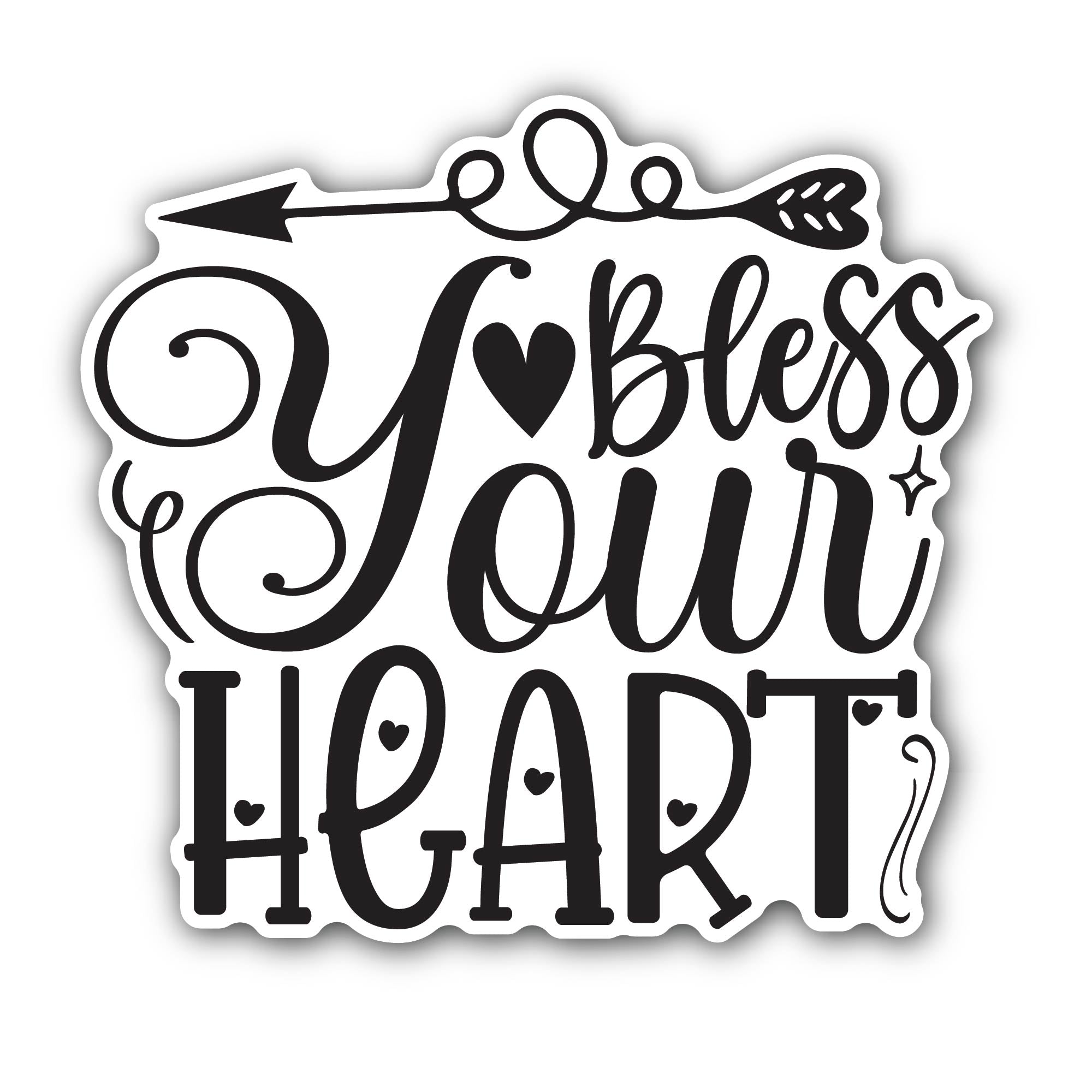 Bless Your Hart Sticker, Waterproof Vinyl Decal Sticker Indoor Or Outdoor 2 (Pieces) 3" and 5"