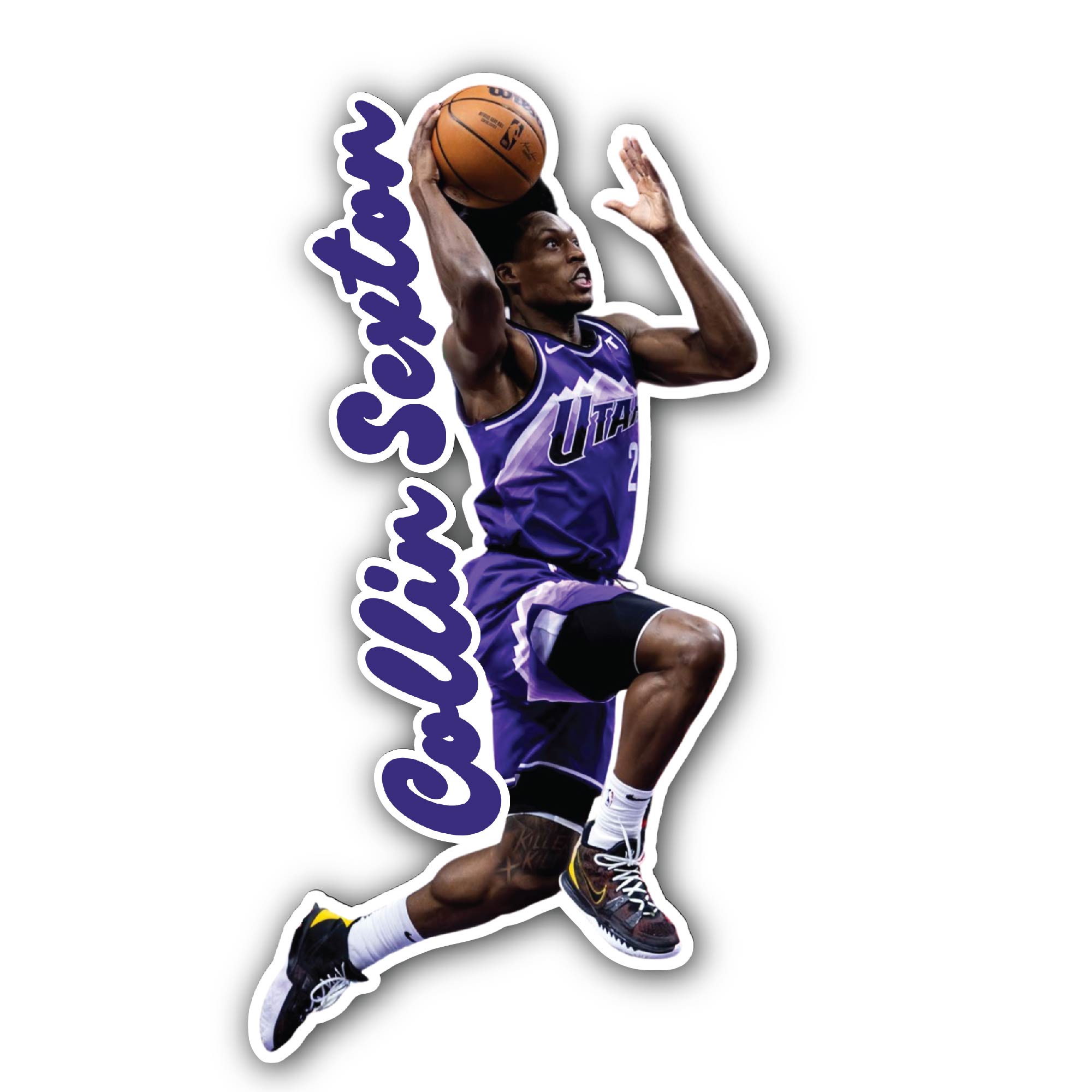 Collin Sexton in Action Sticker, Waterproof Vinyl Decal Sticker Indoor Or Outdoor 2 (Pieces) 3" and 5"