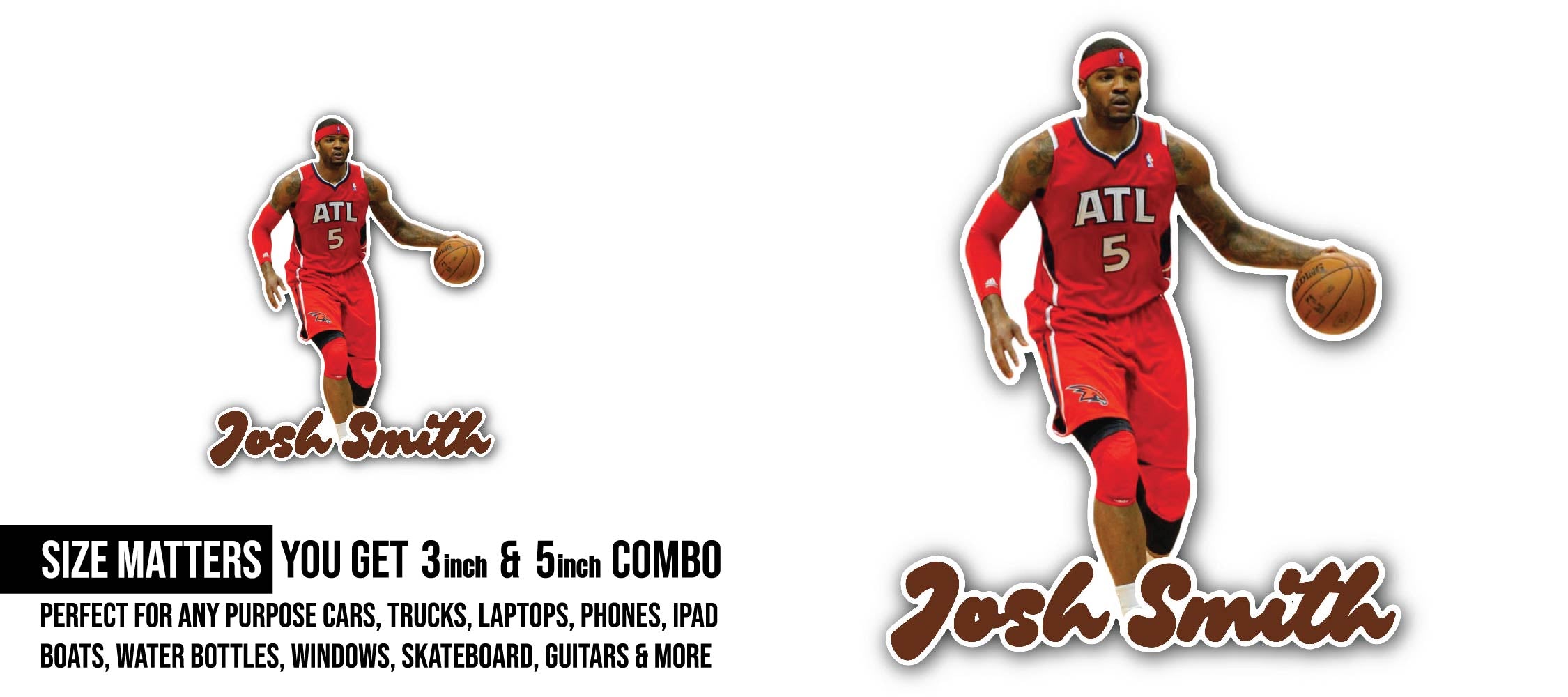 Josh Smith Sticker, Waterproof Vinyl Decal Sticker Indoor Or Outdoor 2 (Pieces) 3" and 5"