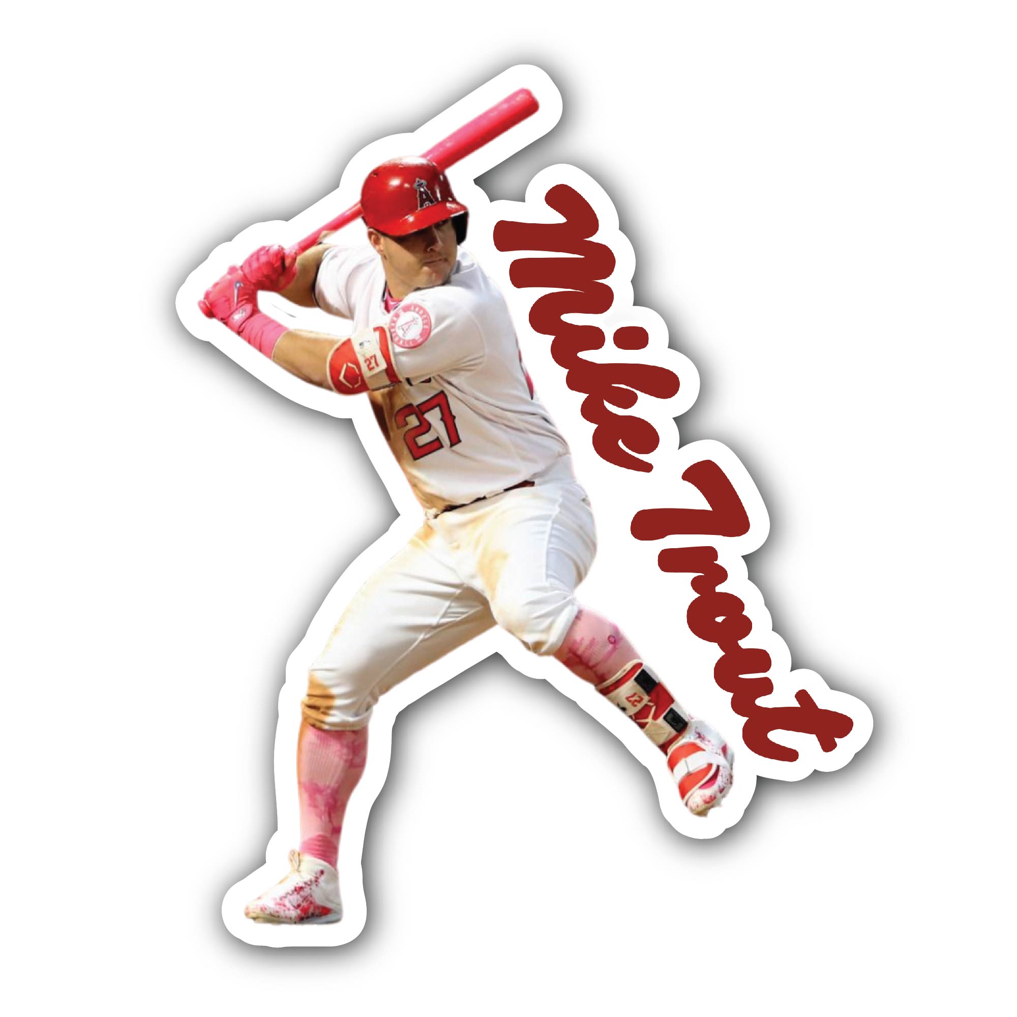Mike Trout Baseball Star Sticker, Waterproof Vinyl Decal Sticker Indoor Or Outdoor 2 (Pieces) 3" and 5"