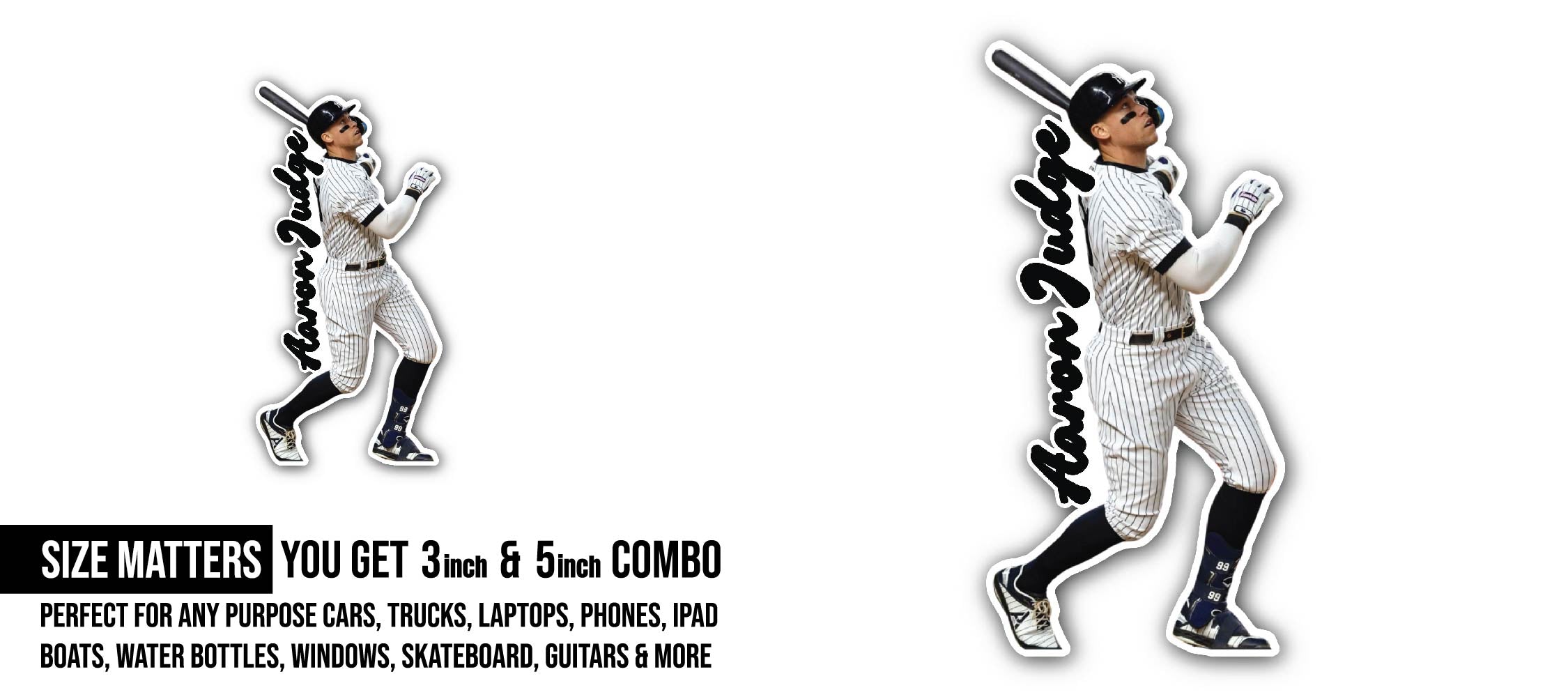 Aaron Judge Sticker, Waterproof Vinyl Decal Sticker Indoor Or Outdoor 2 (Pieces) 3" and 5"