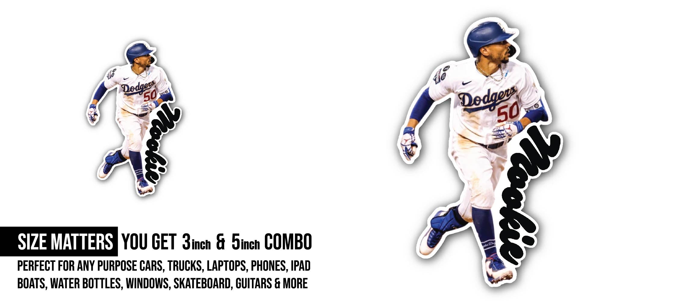 Mookie Betts Player Sticker, Waterproof Vinyl Decal Sticker Indoor Or Outdoor 2 (Pieces) 3" and 5"