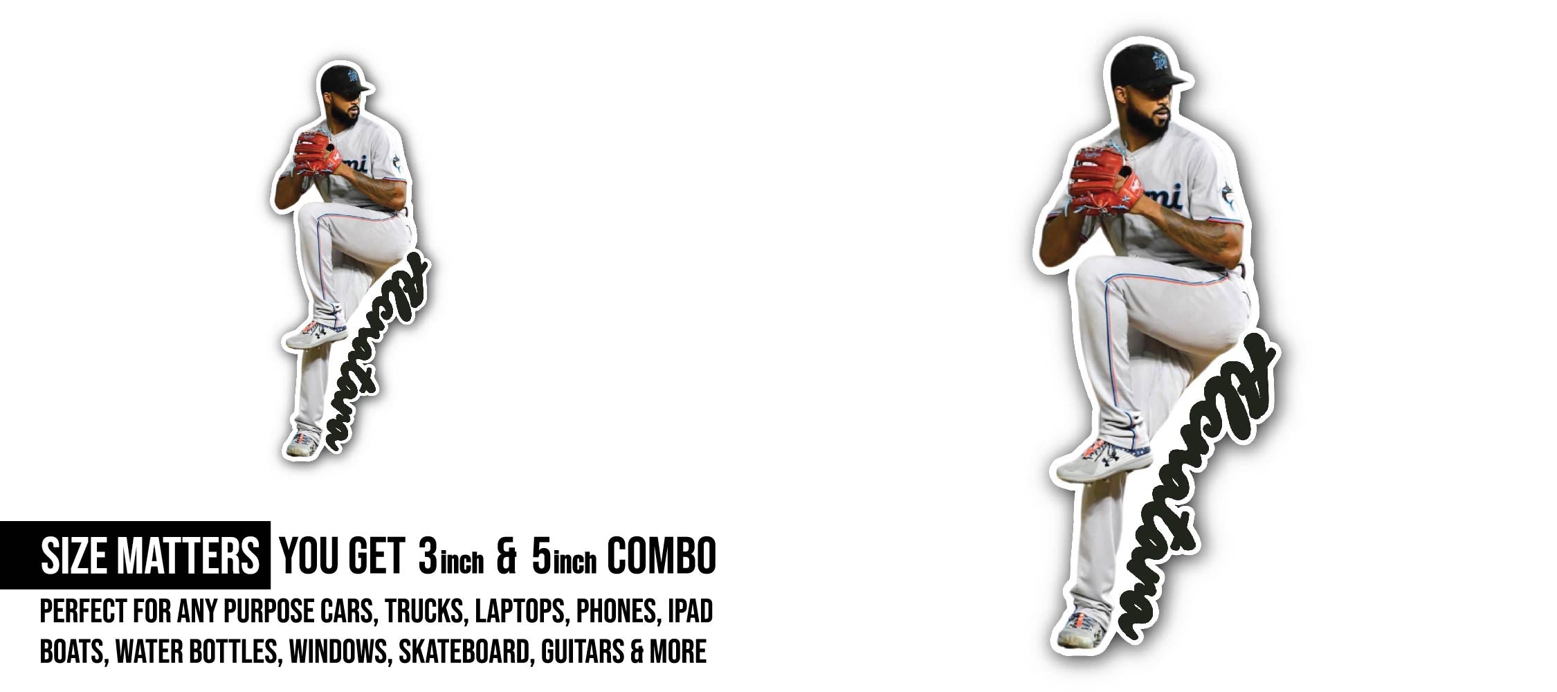Alcantara Pitching Sticker, Waterproof Vinyl Decal Sticker Indoor Or Outdoor 2 (Pieces) 3" and 5"