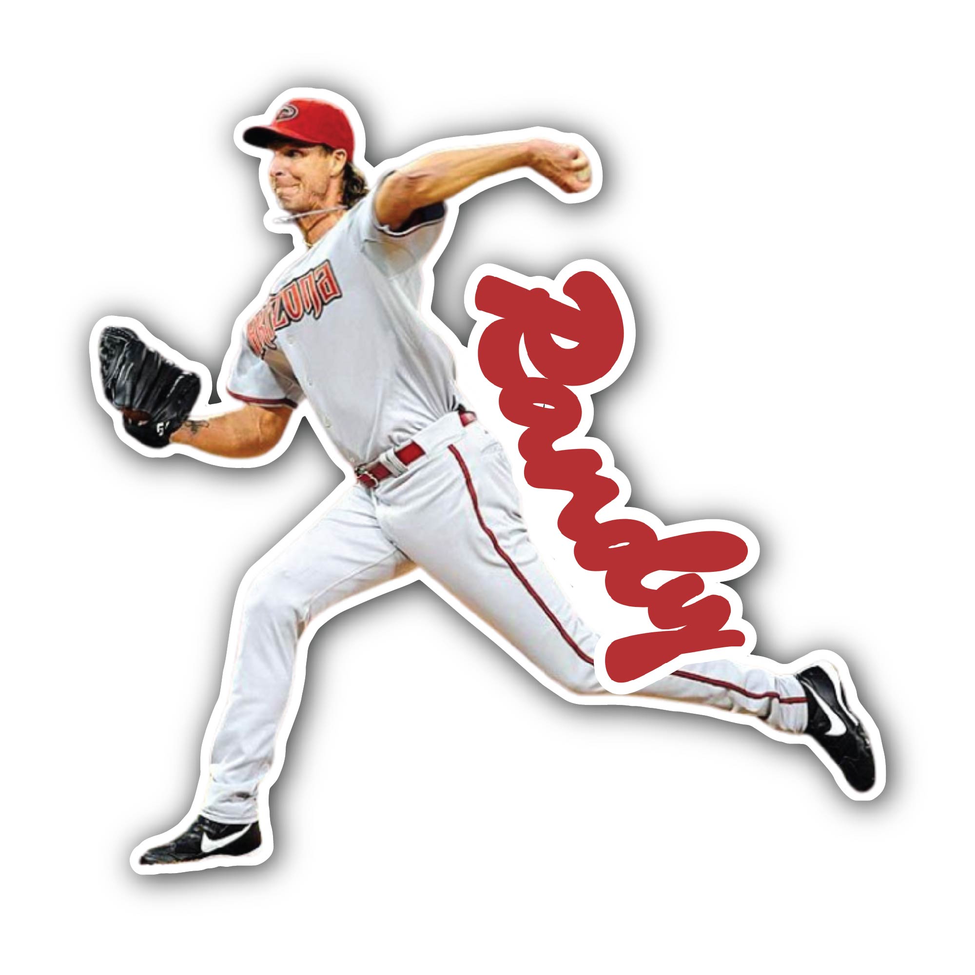 Baseball Pitcher Randy Sticker, Waterproof Vinyl Decal Sticker Indoor Or Outdoor 2 (Pieces) 3" and 5"
