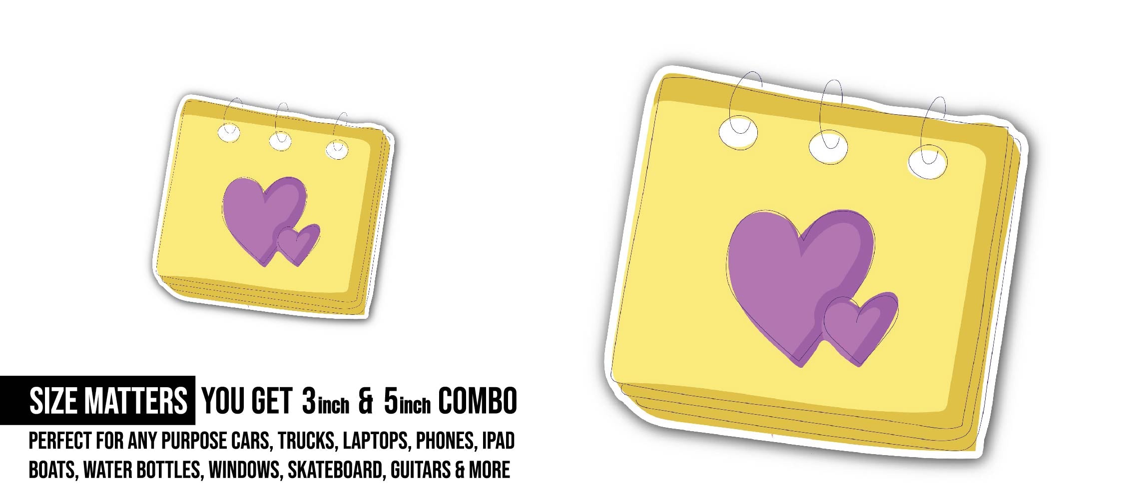 Calendar Sticker, Waterproof Vinyl Decal Sticker Indoor Or Outdoor 2 (Pieces) 3" and 5"