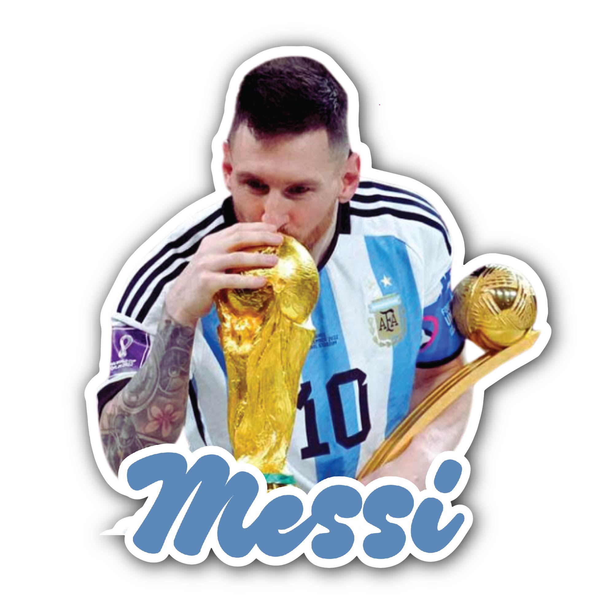 Lionel Messi Sticker, Waterproof Vinyl Decal Sticker Indoor Or Outdoor 2 (Pieces) 3" and 5"