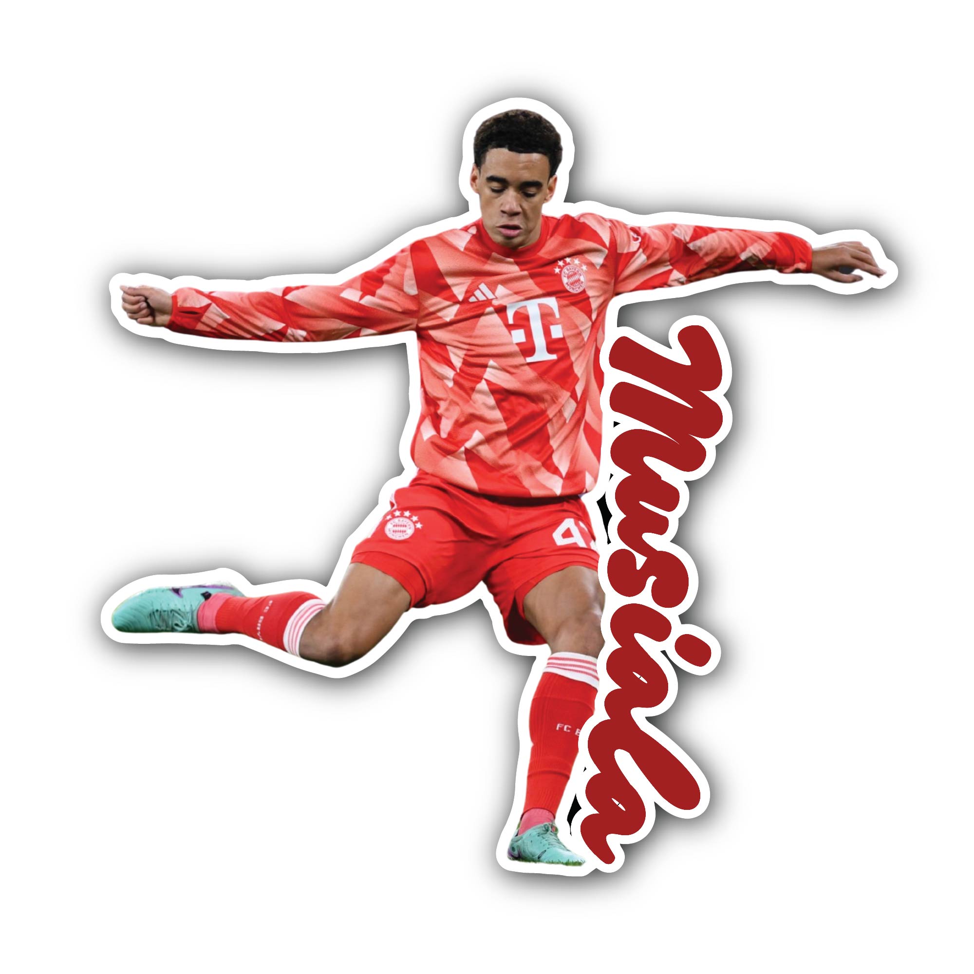 Jamal Musiala Sticker, Waterproof Vinyl Decal Sticker Indoor Or Outdoor 2 (Pieces) 3" and 5"