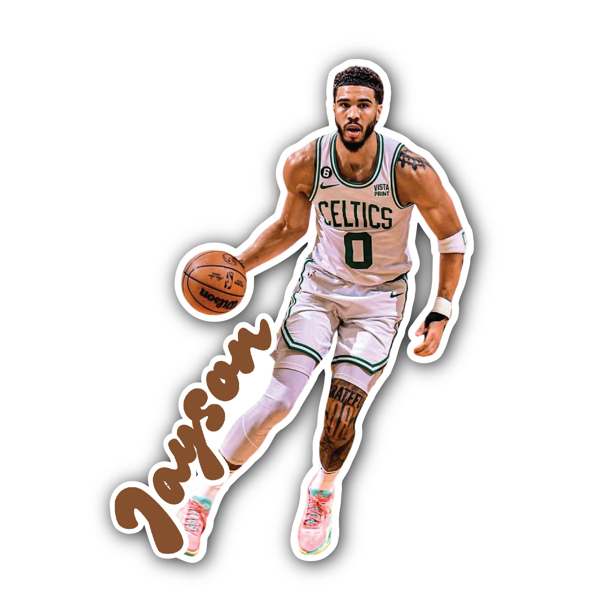 Jayson Tatum Sticker, Waterproof Vinyl Decal Sticker Indoor Or Outdoor 2 (Pieces) 3" and 5"