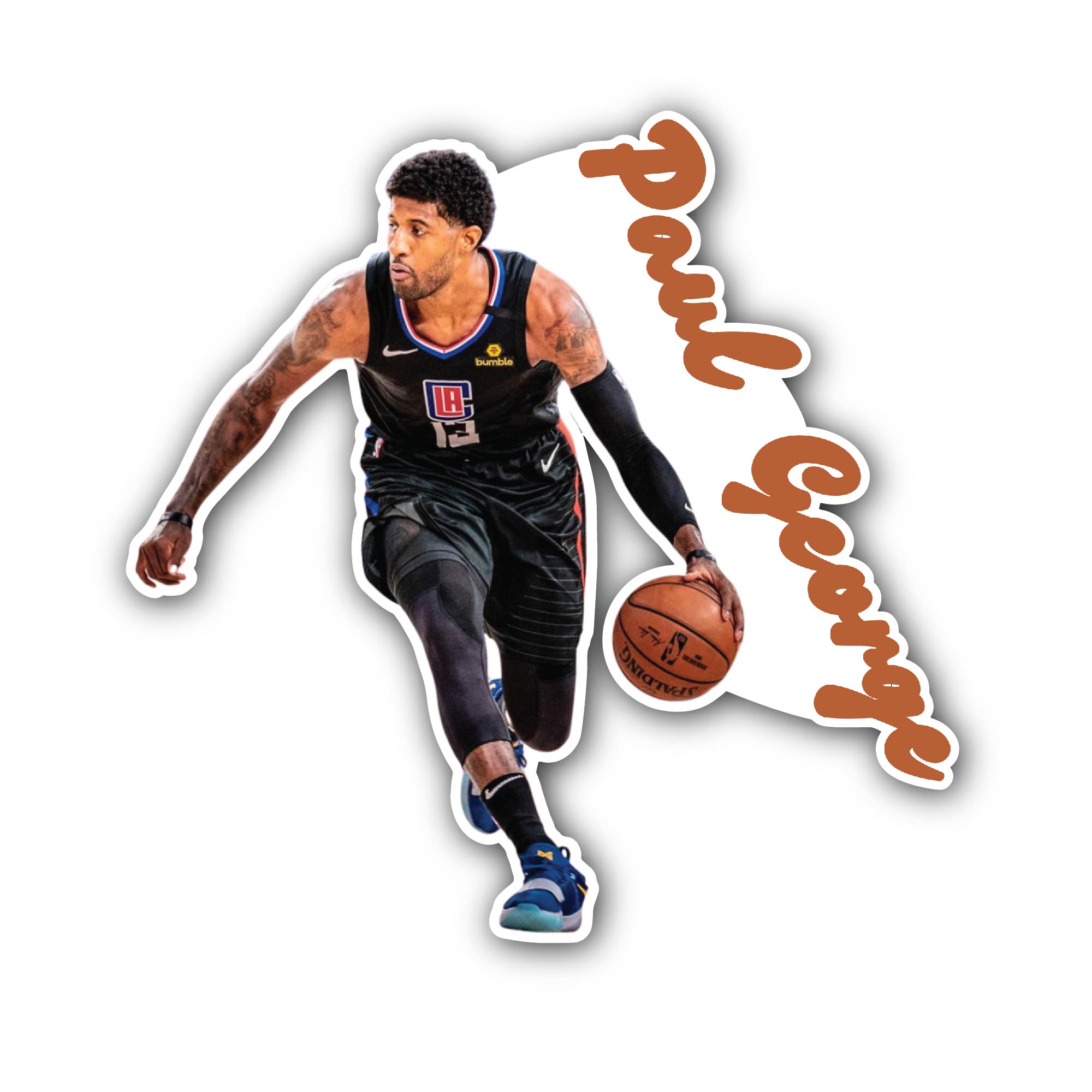 Paul George Sticker, Waterproof Vinyl Decal Sticker Indoor Or Outdoor 2 (Pieces) 3" and 5"