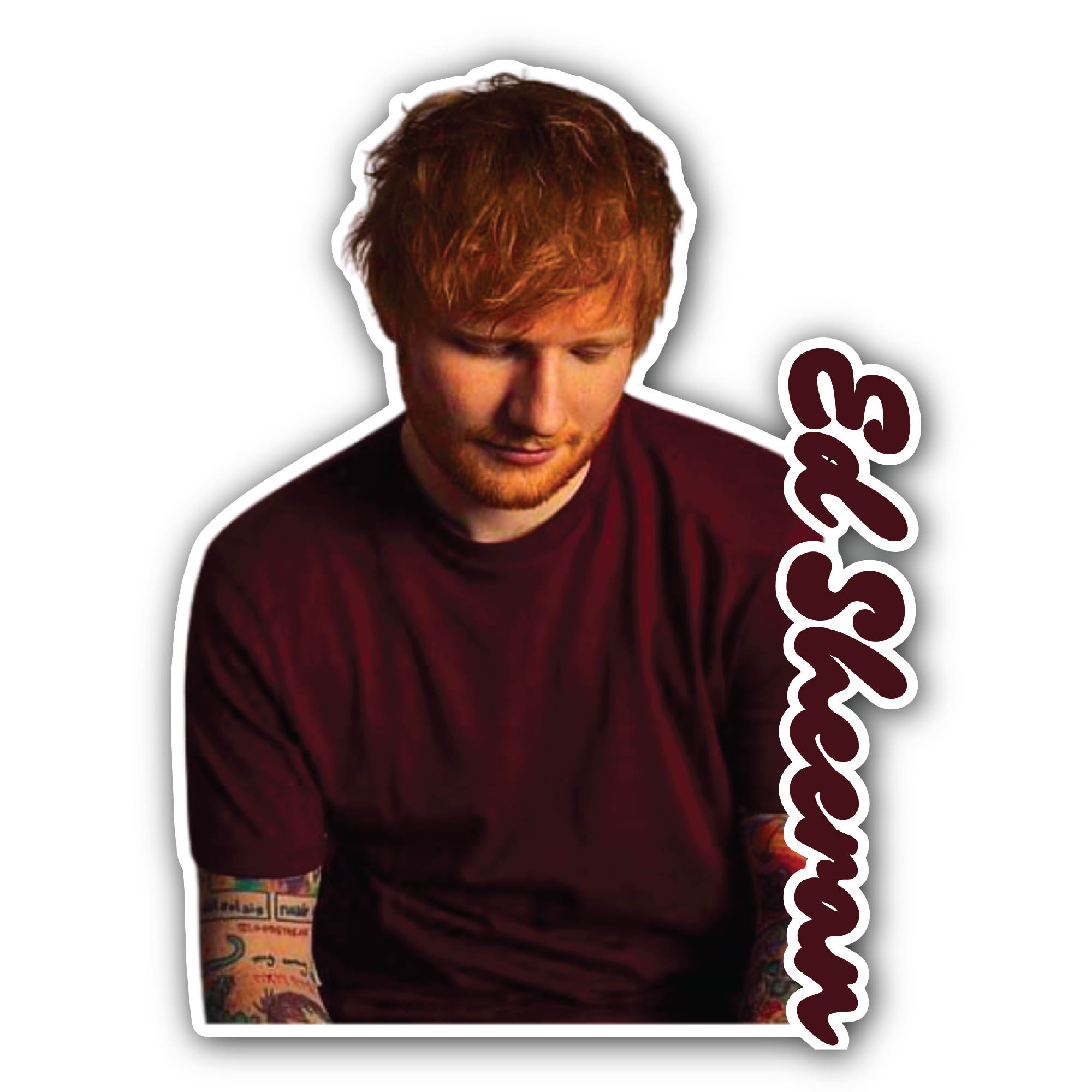 Ed Sheeran Sticker, Waterproof Vinyl Decal Sticker Indoor Or Outdoor 2 (Pieces) 3" and 5"
