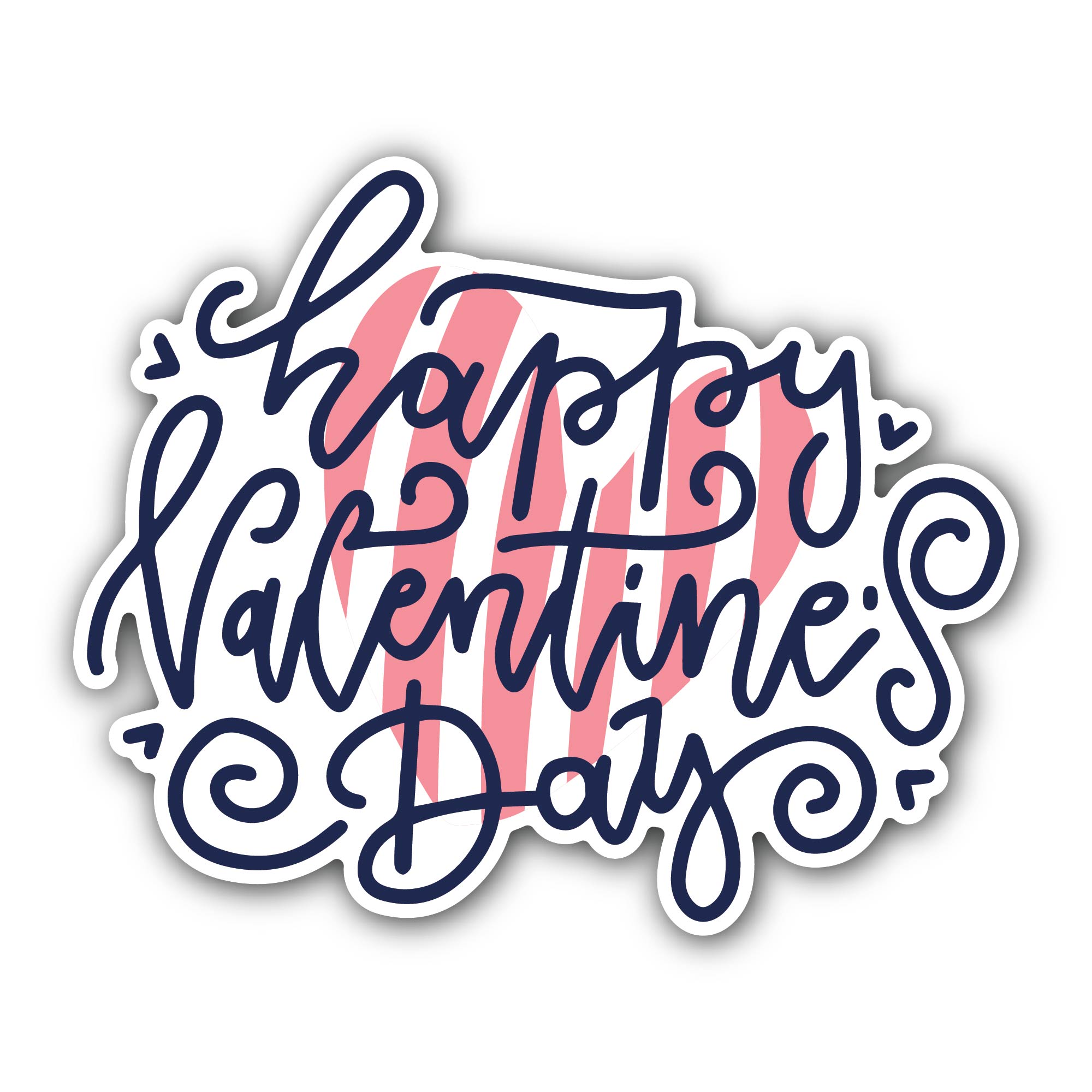 Happy Valentine's Day Text Sticker, Waterproof Vinyl Decal Sticker Indoor Or Outdoor 2 (Pieces) 3" and 5"