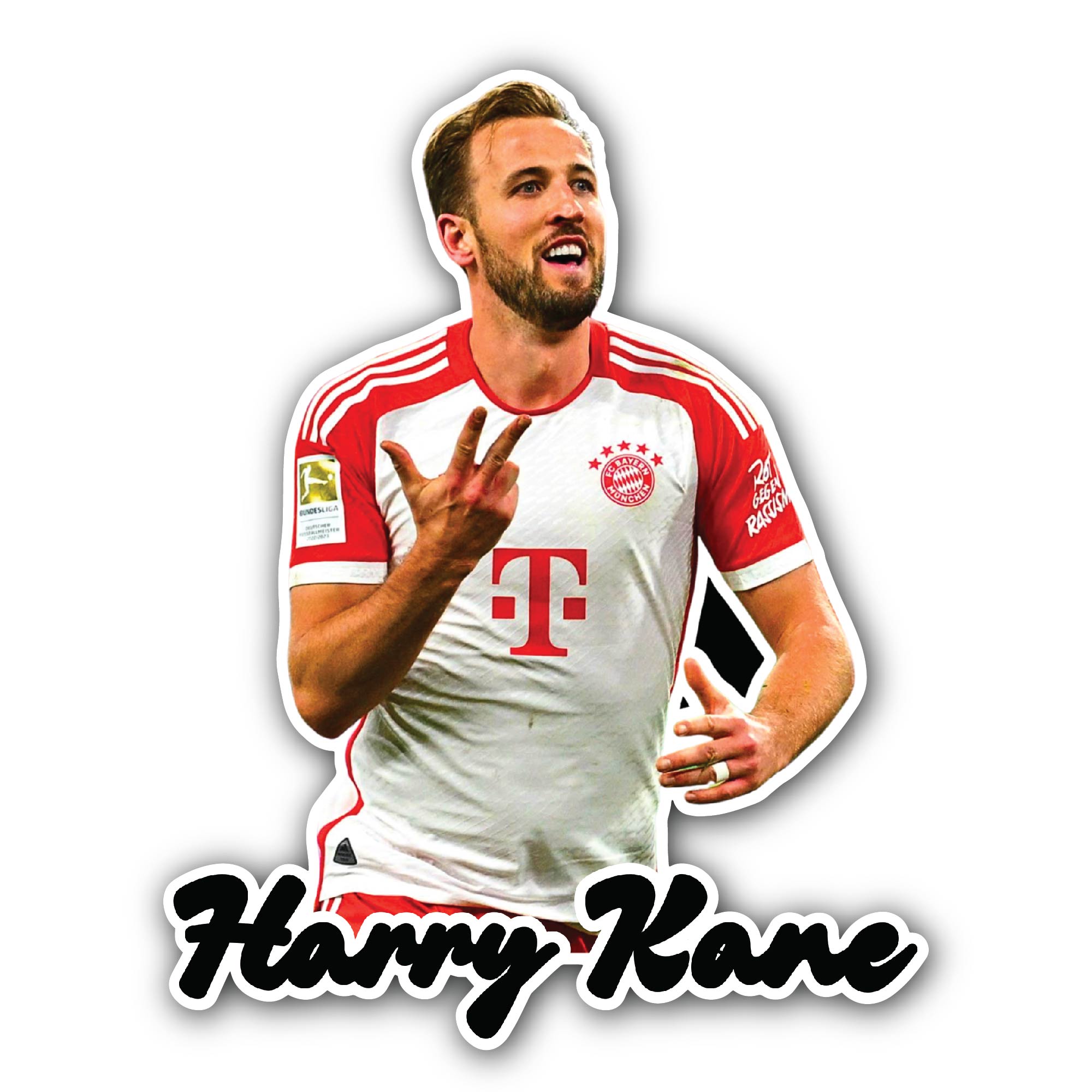 Harry Kane Sticker, Waterproof Vinyl Decal Sticker Indoor Or Outdoor 2 (Pieces) 3" and 5"