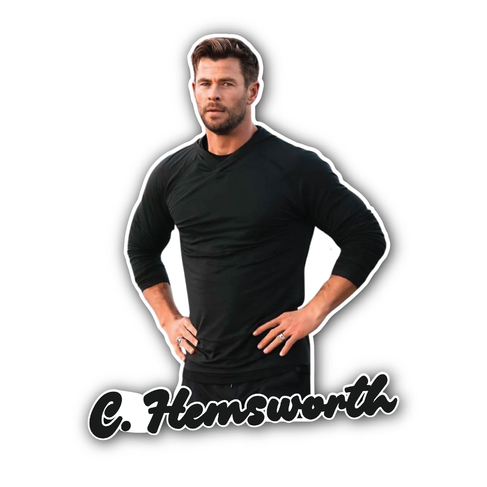Chris Hemsworth Sticker, Waterproof Vinyl Decal Sticker Indoor Or Outdoor 2 (Pieces) 3" and 5"