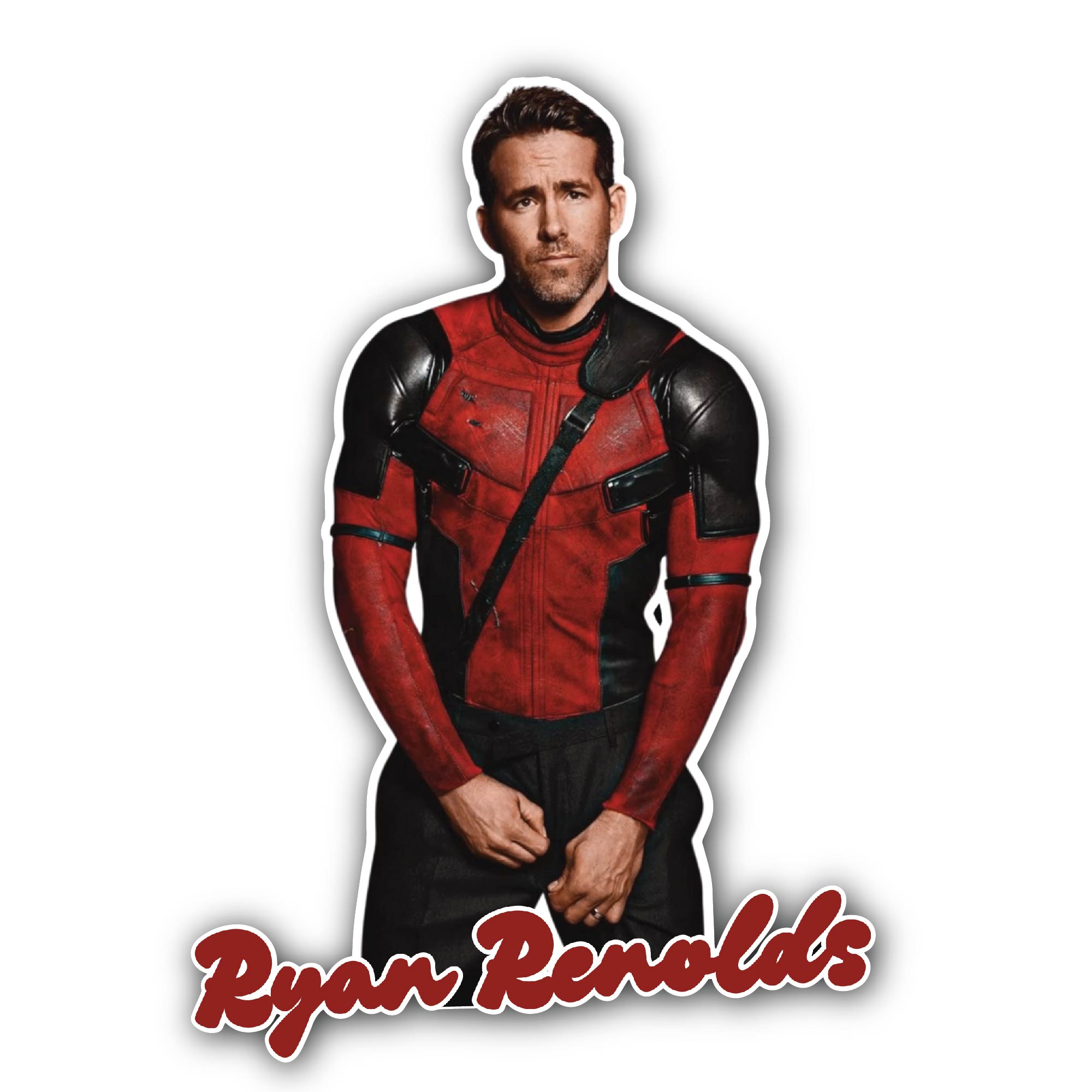 Deadpool Inspired Ryan Reynold Sticker, Waterproof Vinyl Decal Sticker Indoor Or Outdoor 2 (Pieces) 3" and 5"