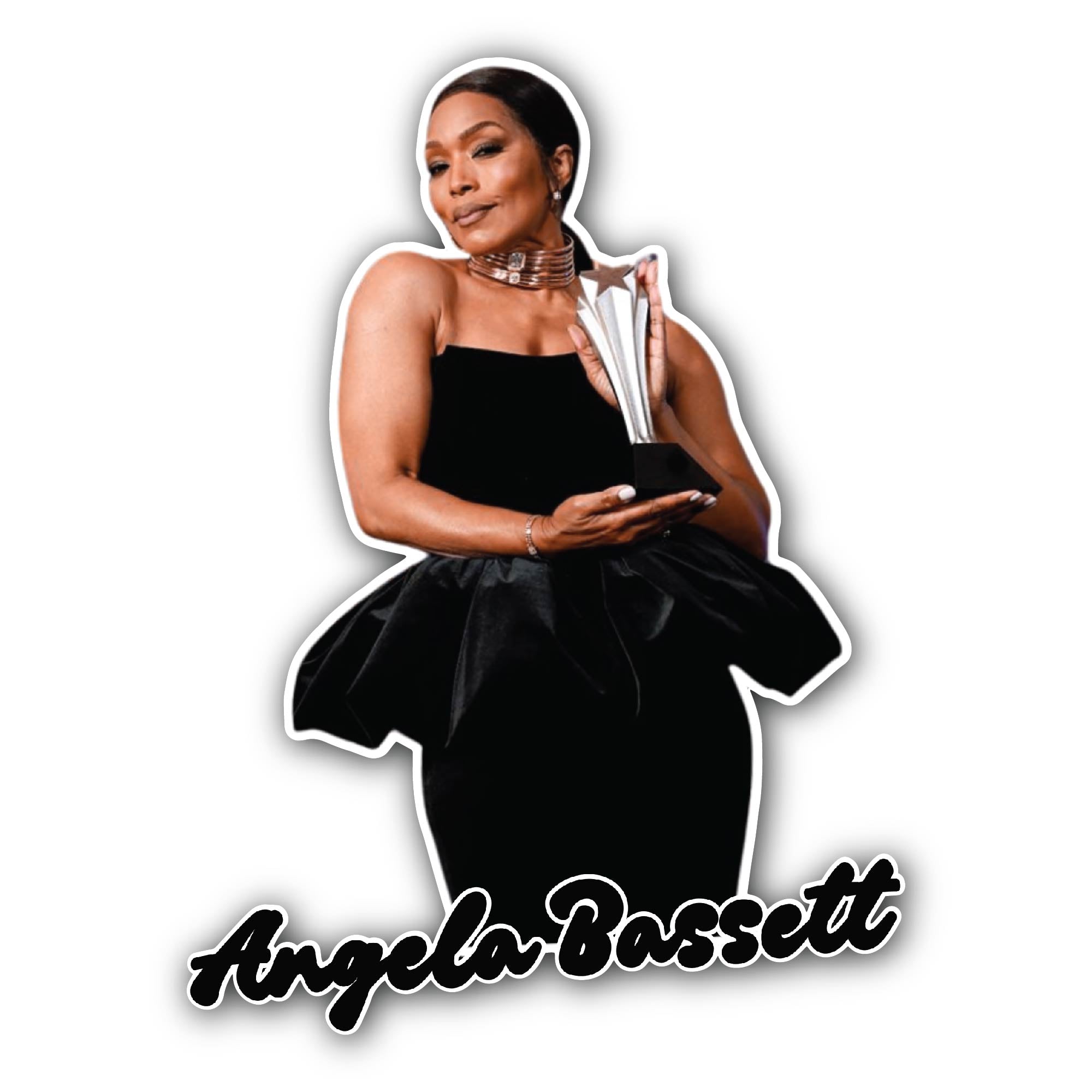 Angela Bassett Sticker, Waterproof Vinyl Decal Sticker Indoor Or Outdoor 2 (Pieces) 3" and 5"