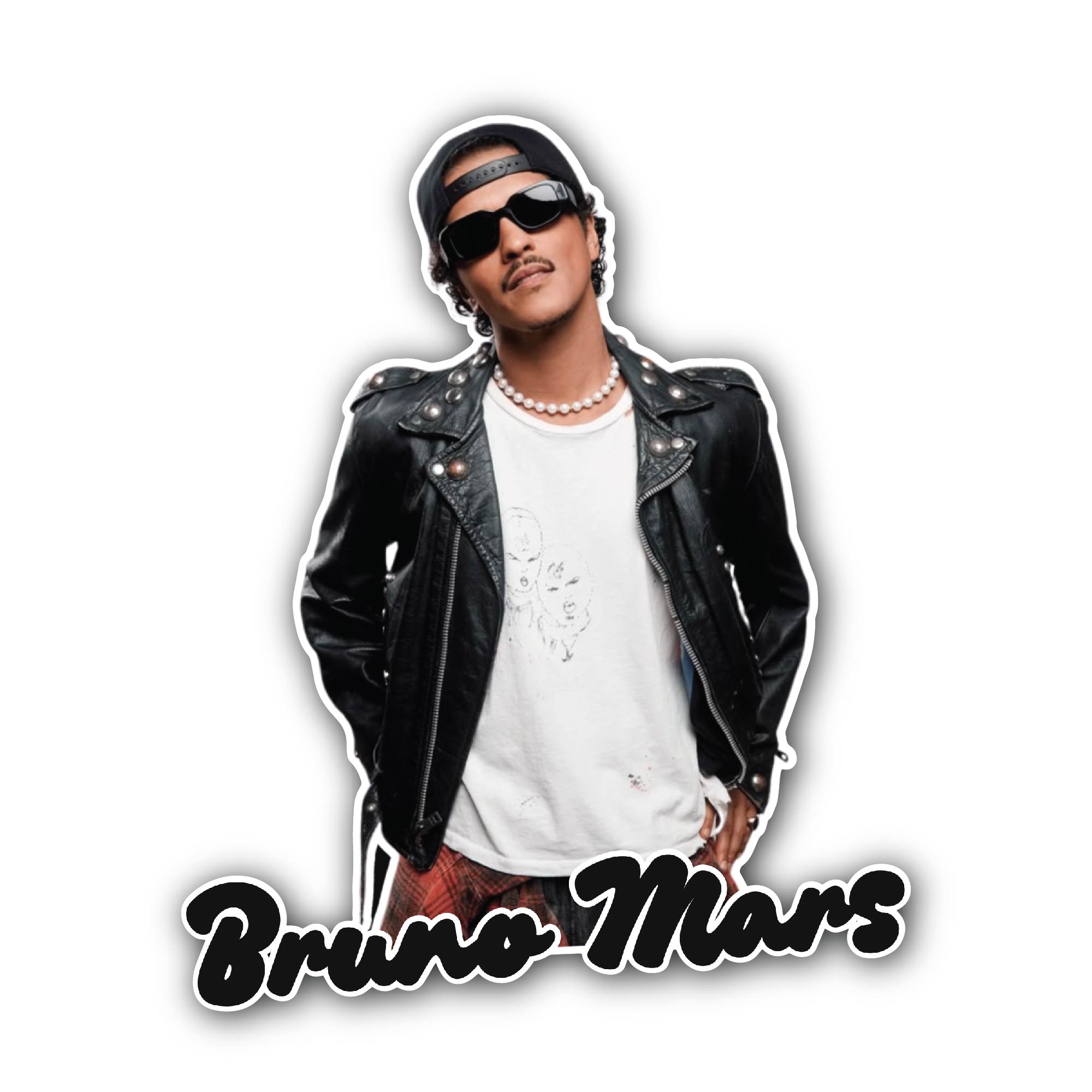 Bruno Mars Sticker, Waterproof Vinyl Decal Sticker Indoor Or Outdoor 2 (Pieces) 3" and 5"