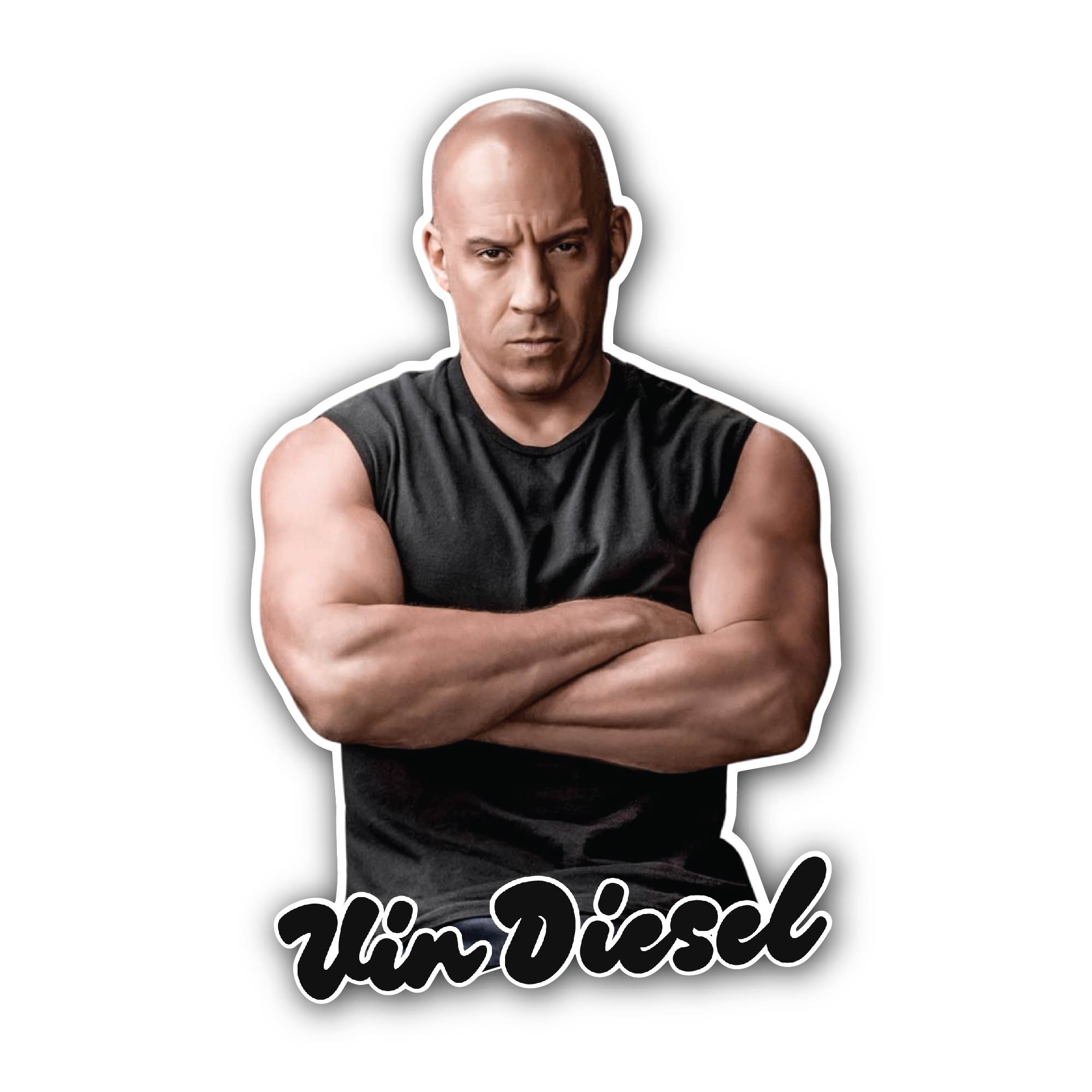Vin Diesel Sticker, Waterproof Vinyl Decal Sticker Indoor Or Outdoor 2 (Pieces) 3" and 5"