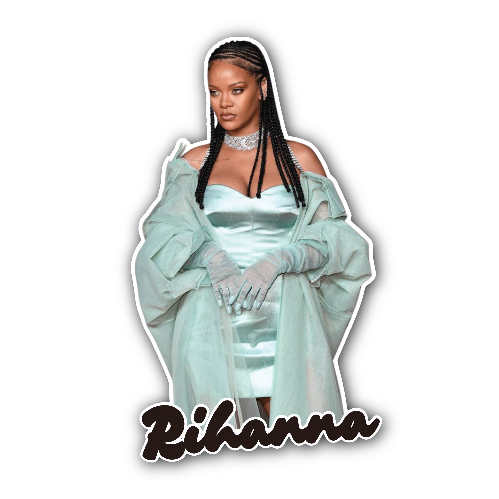 Rihanna Sticker, Waterproof Vinyl Decal Sticker Indoor Or Outdoor 2 (Pieces) 3" and 5"