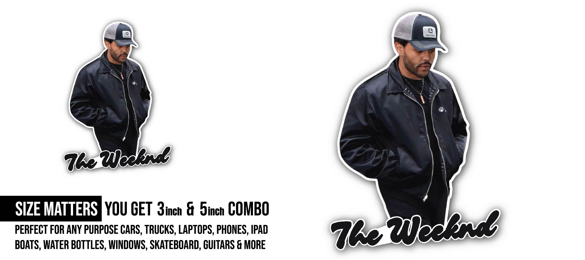 The Weeknd Sticker, Waterproof Vinyl Decal Sticker Indoor Or Outdoor 2 (Pieces) 3" and 5"