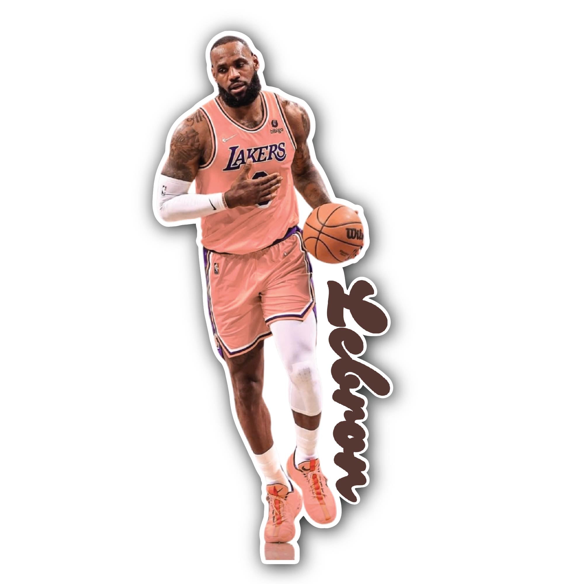 LeBron James Sticker, Waterproof Vinyl Decal Sticker Indoor Or Outdoor 2 (Pieces) 3" and 5"