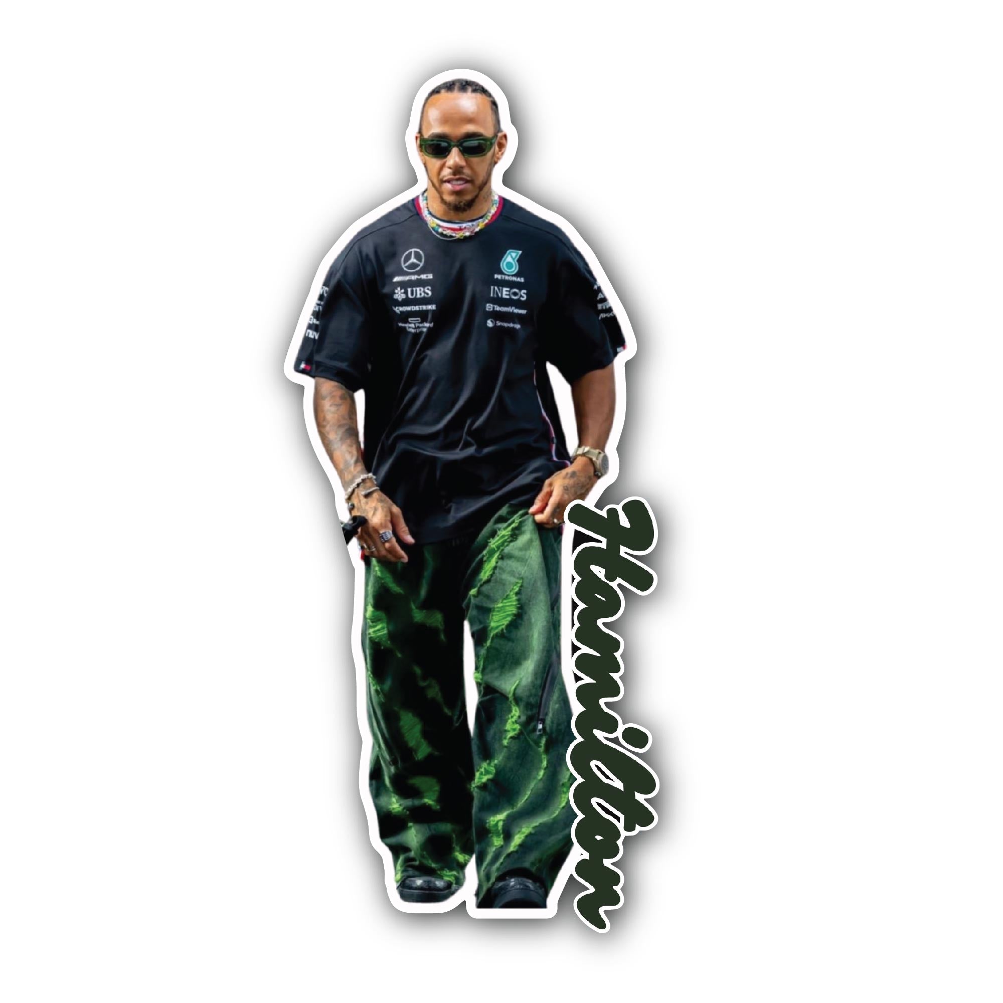 Lewis Hamilton Sticker, Waterproof Vinyl Decal Sticker Indoor Or Outdoor 2 (Pieces) 3" and 5"
