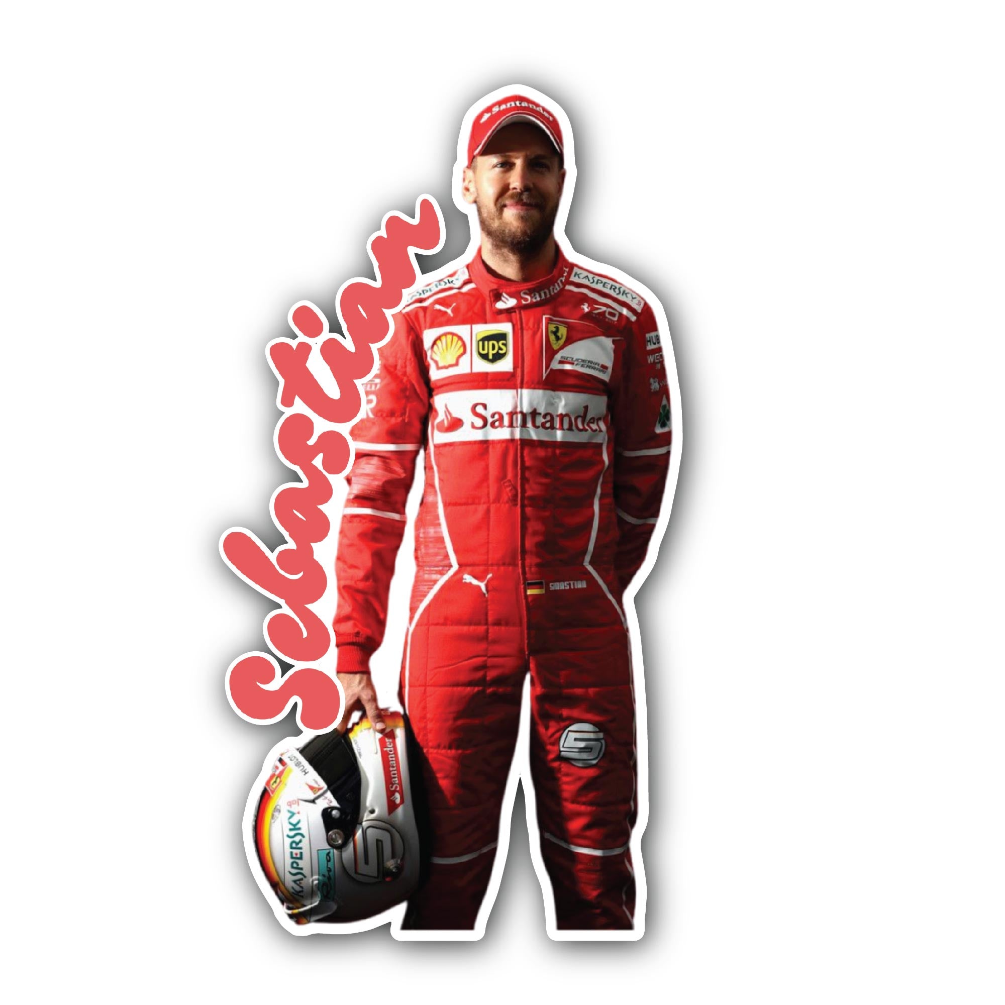 Sebastian Vettel Sticker, Waterproof Vinyl Decal Sticker Indoor Or Outdoor 2 (Pieces) 3" and 5"