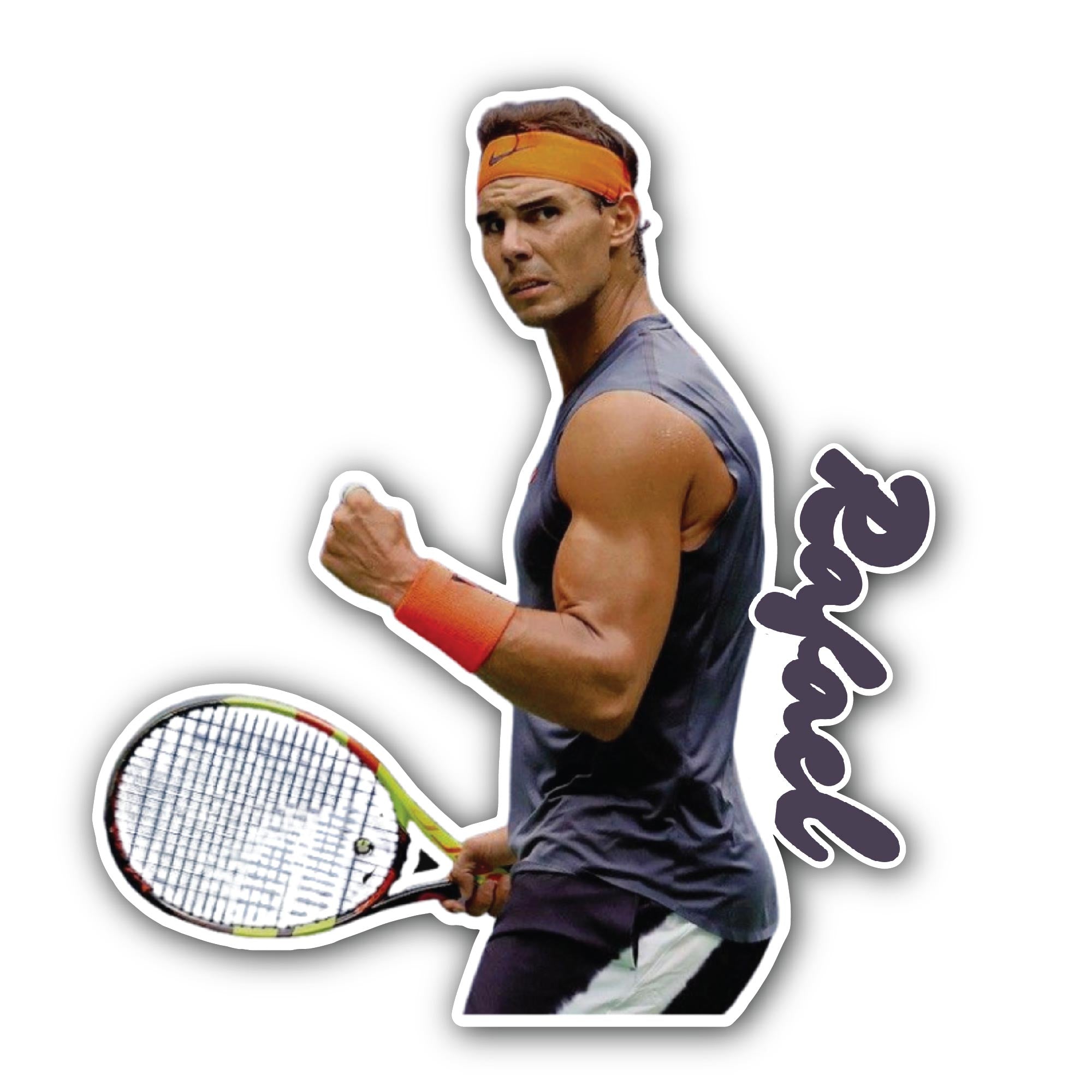 Rafael Nadal Sticker, Waterproof Vinyl Decal Sticker Indoor Or Outdoor 2 (Pieces) 3" and 5"