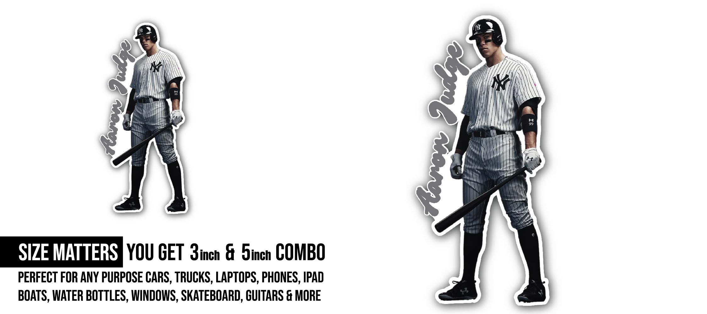 Aaron Judge Sticker, Waterproof Vinyl Decal Sticker Indoor Or Outdoor 2 (Pieces) 3" and 5"