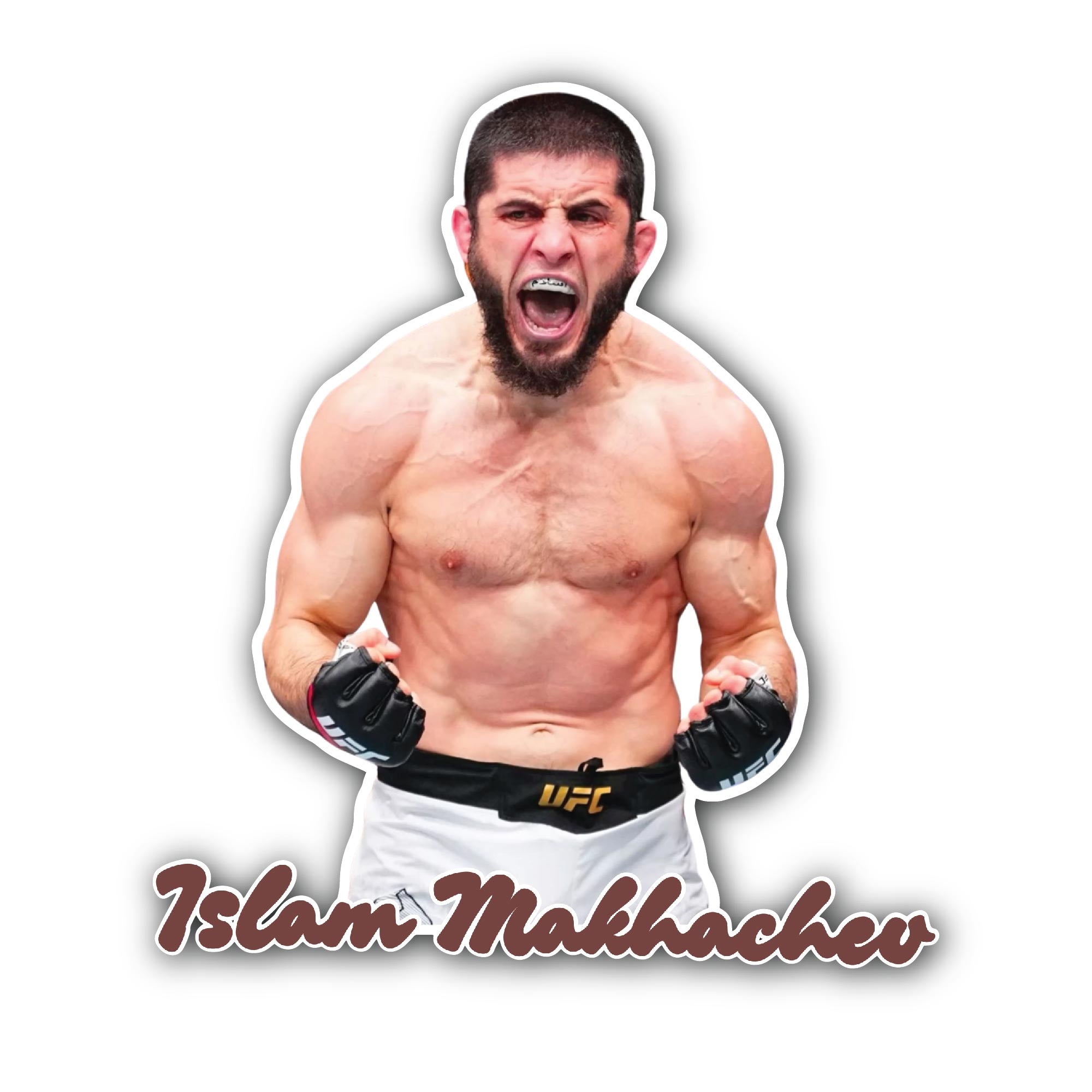 Islam Makhachev Sticker, Waterproof Vinyl Decal Sticker Indoor Or Outdoor 2 (Pieces) 3" and 5"