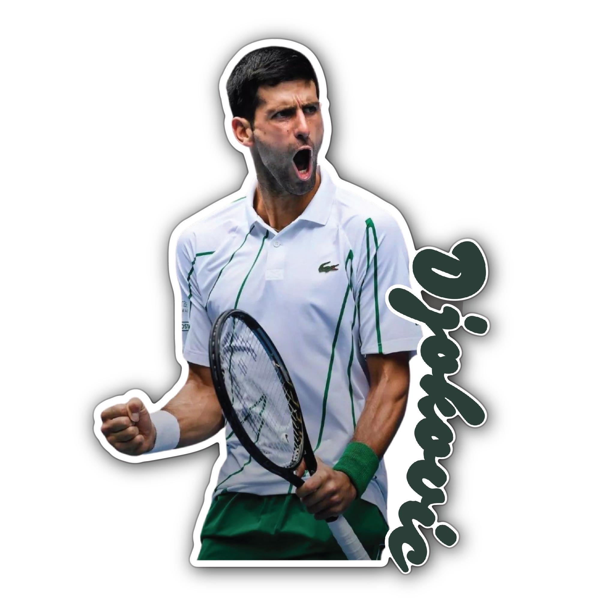 Novak Djokovic Sticker, Waterproof Vinyl Decal Sticker Indoor Or Outdoor 2 (Pieces) 3" and 5"