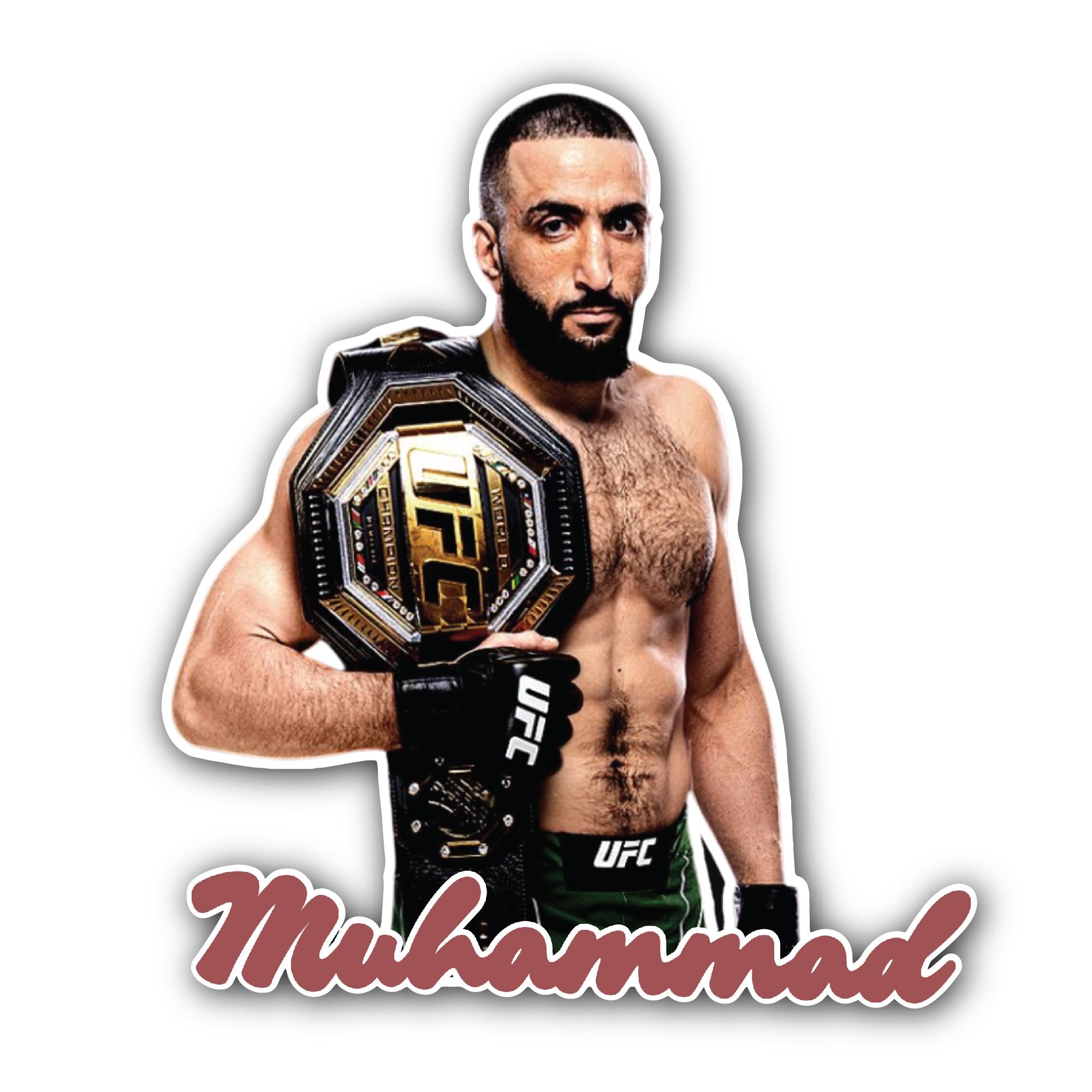 Belal Muhammad Sticker, Waterproof Vinyl Decal Sticker Indoor Or Outdoor 2 (Pieces) 3" and 5"