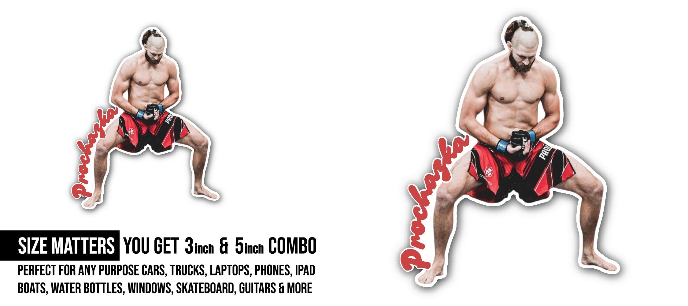 Jiri Prochazka Sticker, Waterproof Vinyl Decal Sticker Indoor Or Outdoor 2 (Pieces) 3" and 5"