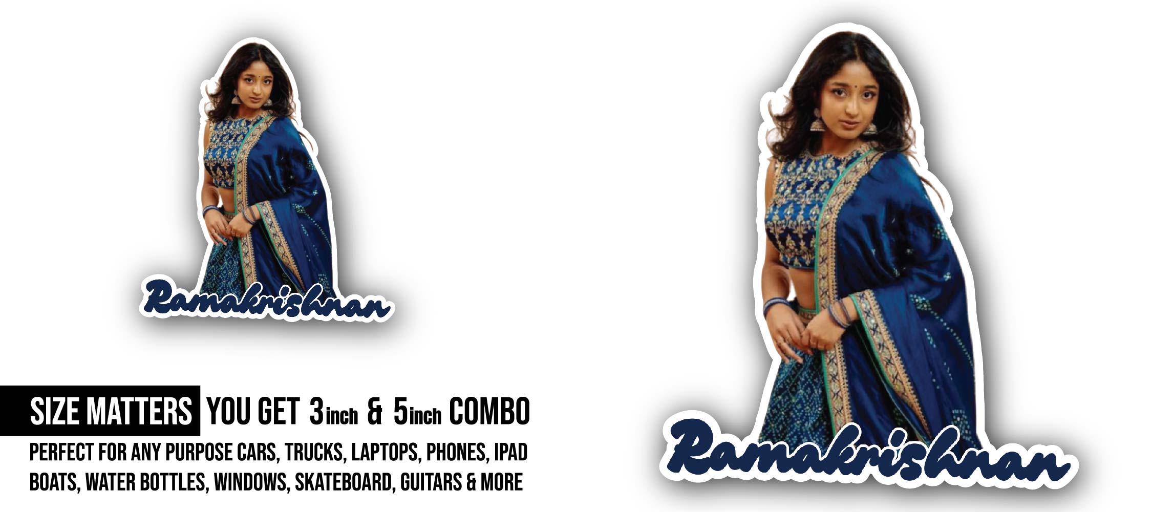 Ramakrishnan Sticker, Waterproof Vinyl Decal Sticker Indoor Or Outdoor 2 (Pieces) 3" and 5"