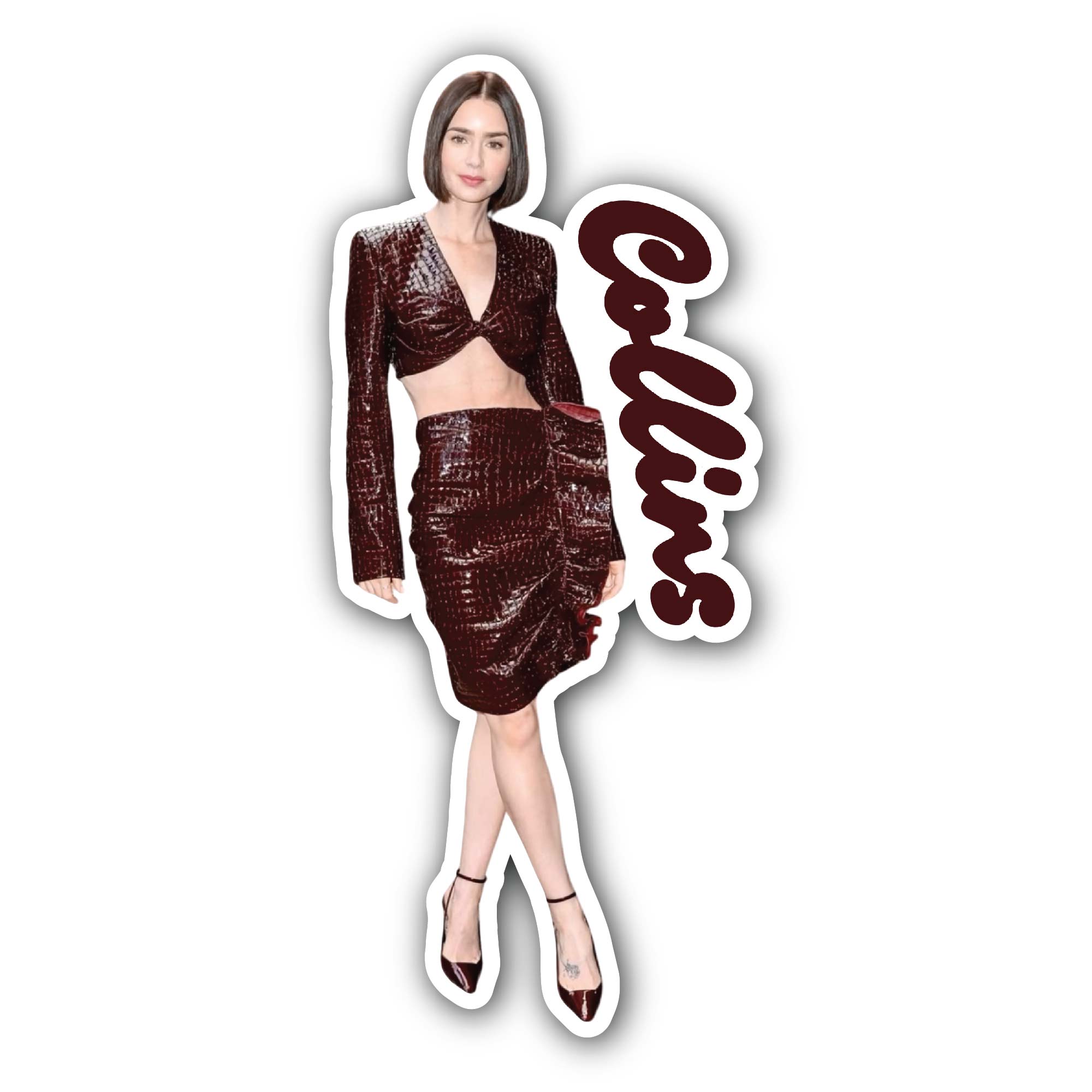 Lily Collins Sticker, Waterproof Vinyl Decal Sticker Indoor Or Outdoor 2 (Pieces) 3" and 5"
